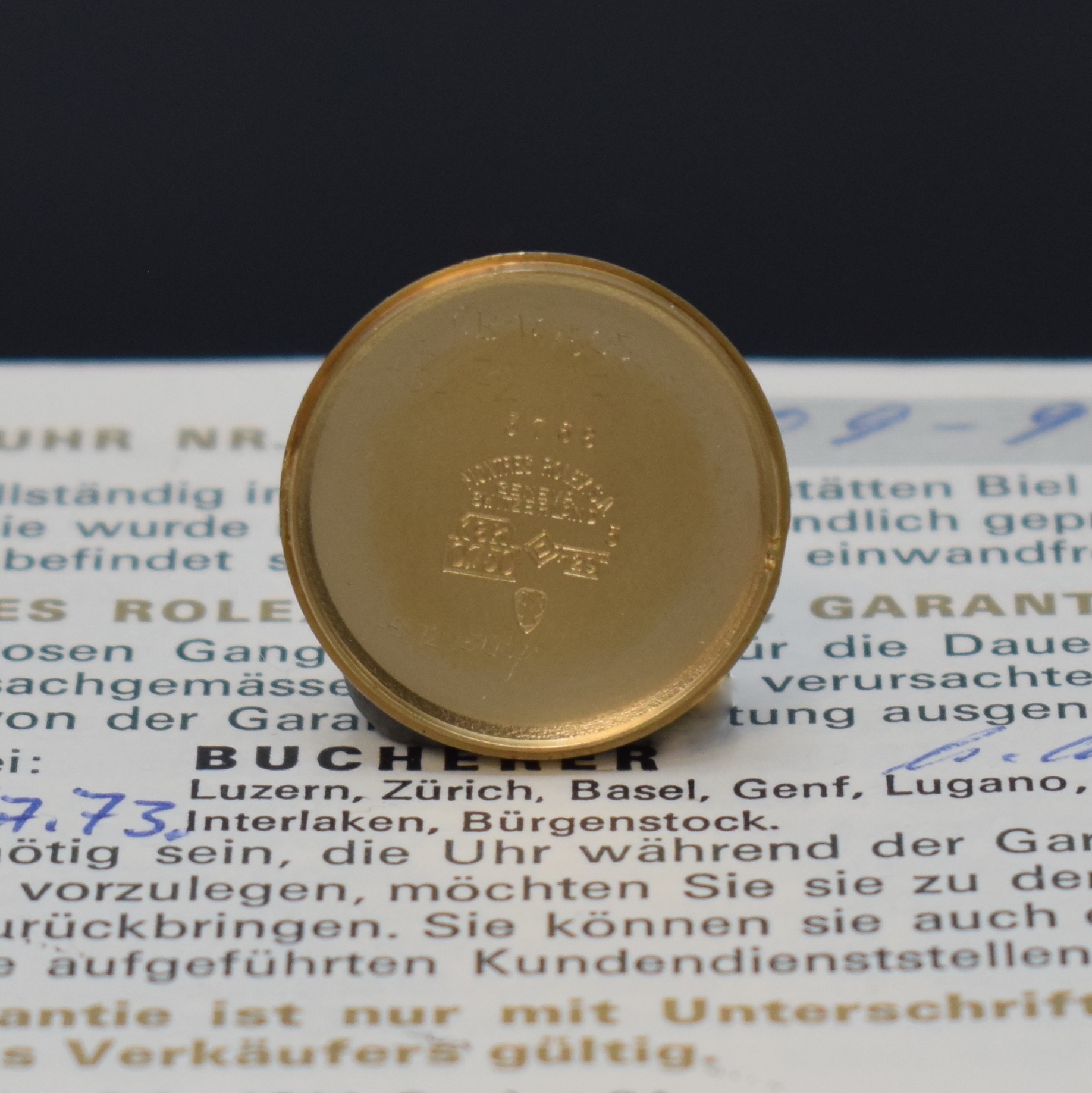 Detail f: ROLEX Cellini Damenarmbanduhr in GG 750/000 Referenz 3768, Schweiz lt. orig. Papier verk. 1973, Handaufzug, 2-tlg. Geh., Boden aufgedr., anges. ...