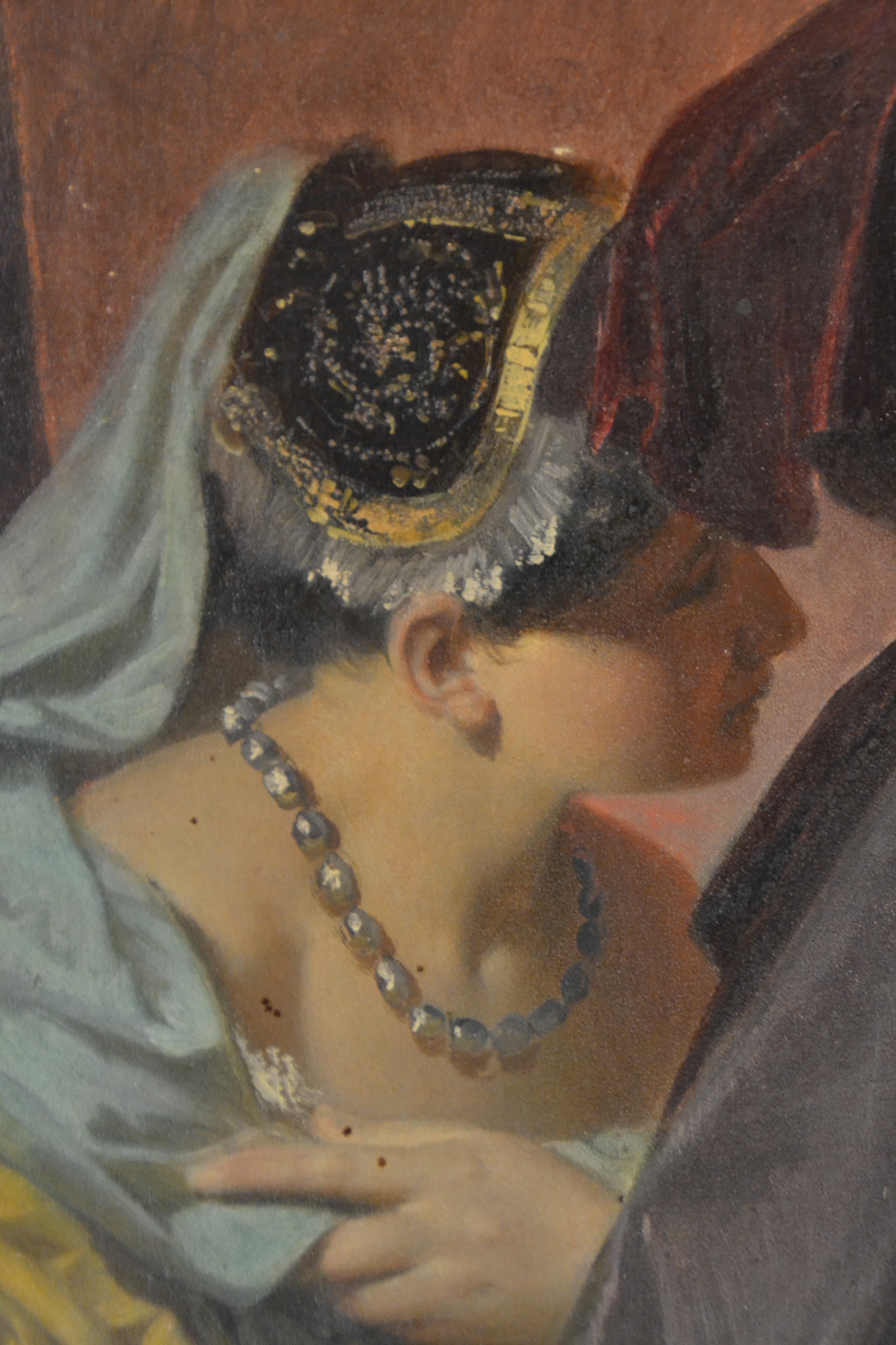 Detail e: Prof. Eugen Johann Georg Klimsch, 1839-1896 Frankfurt am Main, allegorische Figurengruppe auf Goldgrund, dionysisches Festgelage auf einem Boot, fein ...