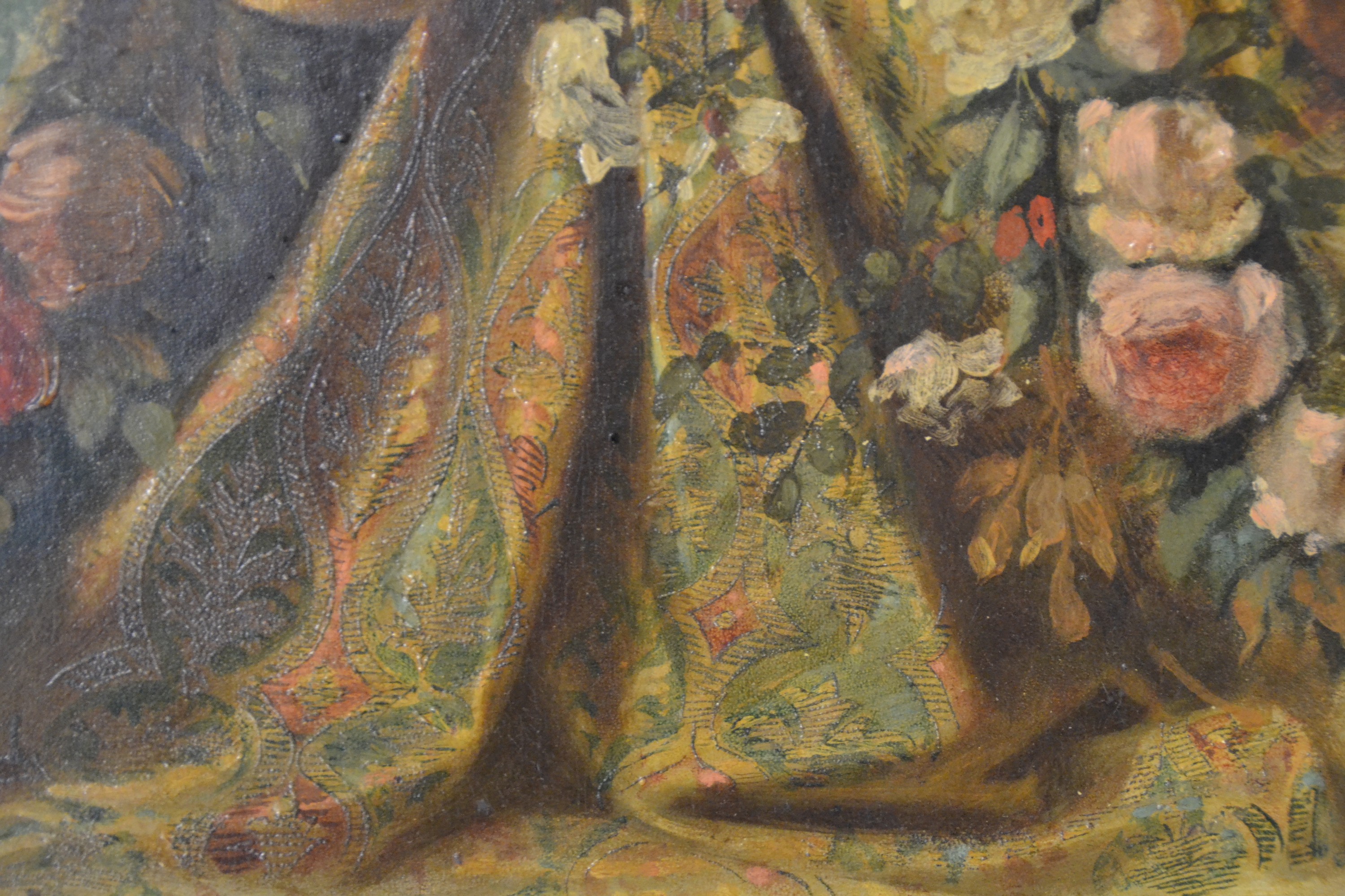 Detail g: Prof. Eugen Johann Georg Klimsch, 1839-1896 Frankfurt am Main, allegorische Figurengruppe auf Goldgrund, dionysisches Festgelage auf einem Boot, fein ...