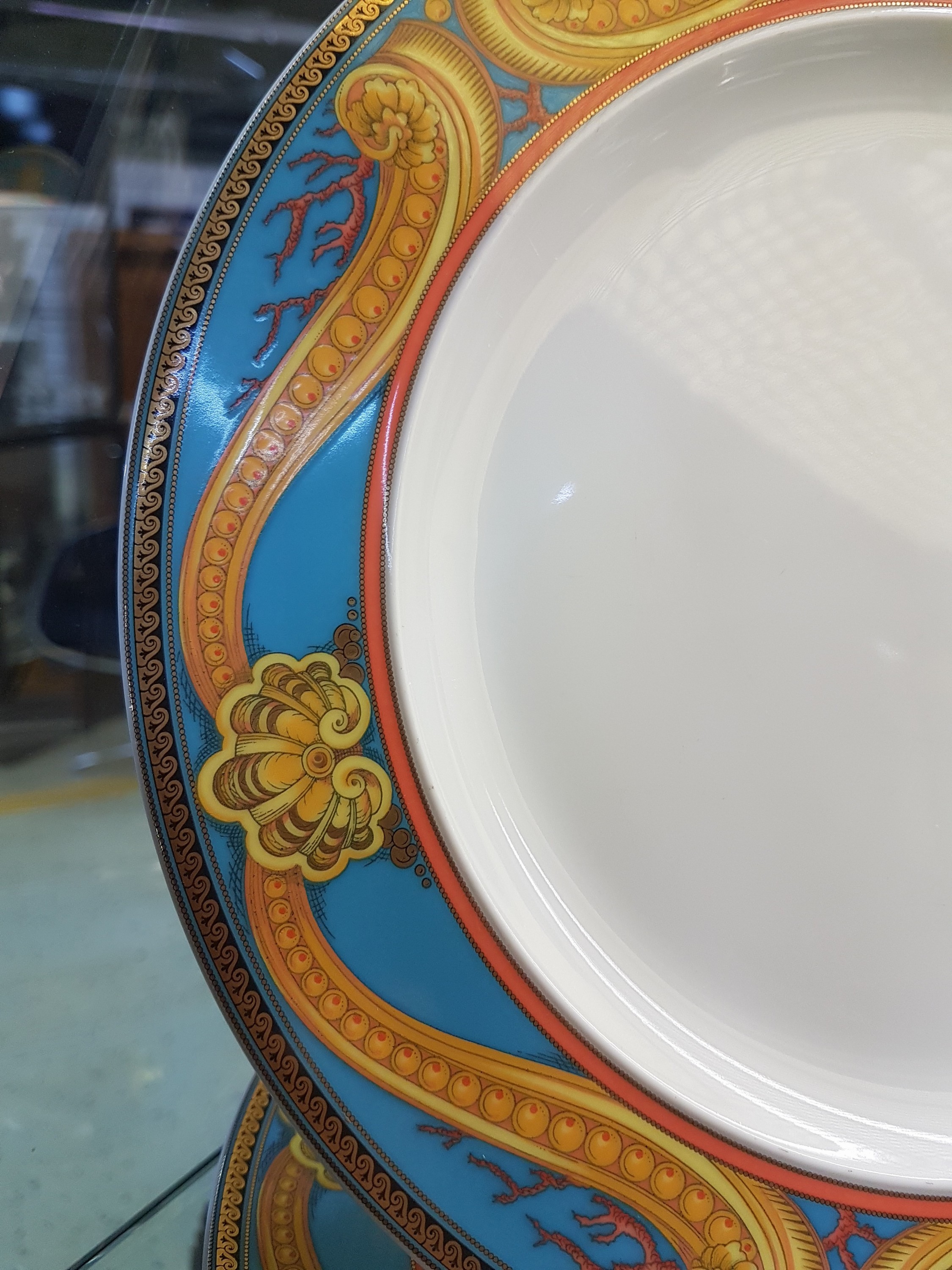 Detail c: 12 Menueteller, Rosenthal, Les Trésor la Mer, Entwurf Gianni Versace, Porzellan, D. ca. 27 cm