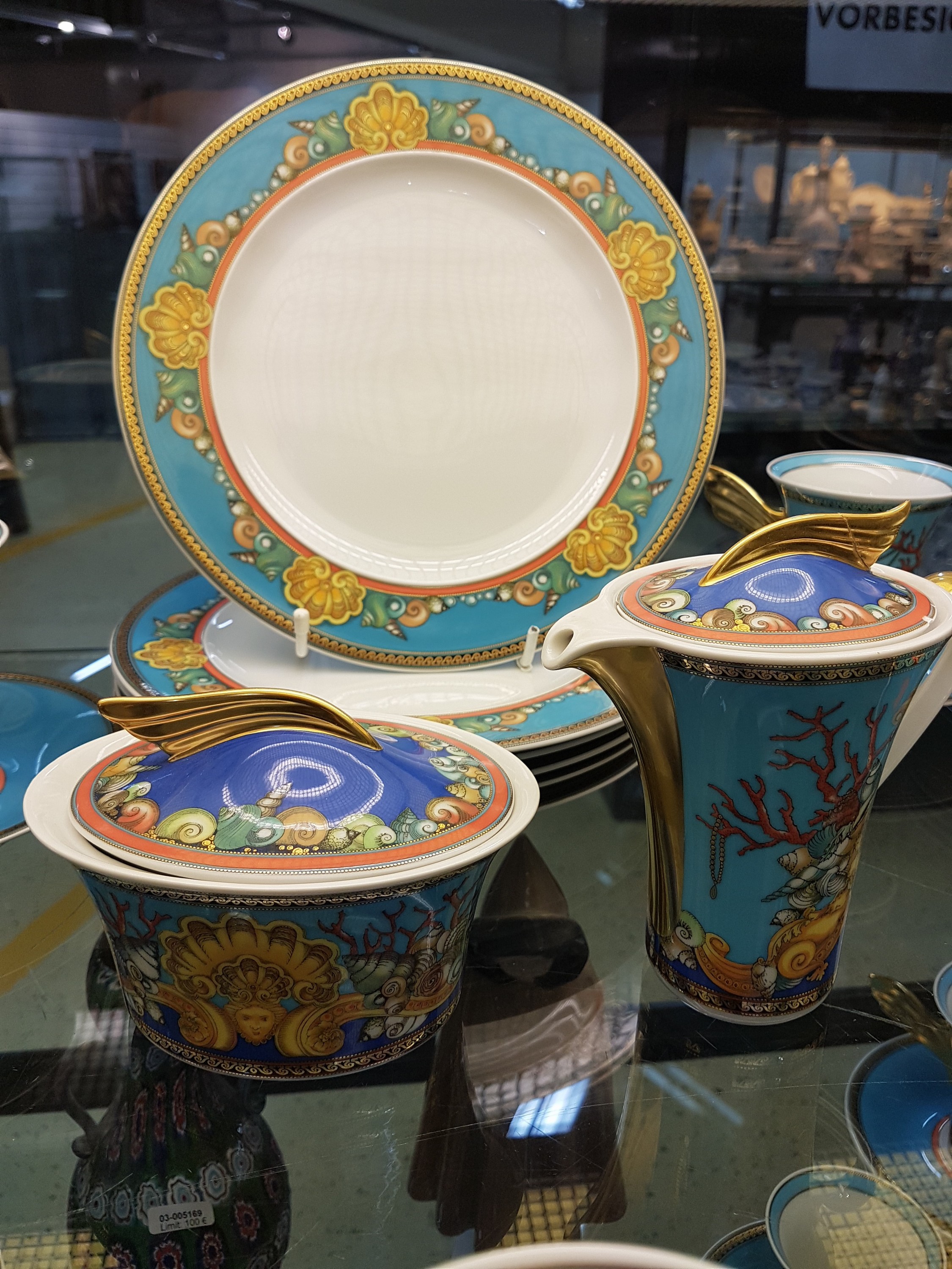 Detail a: Kaffeeservice für 6 Personen, Rosenthal, Les Trésor de la Mer, 6 Kaffeetassen mit Untertassen, 6 Dessertteller, Zuckerdose und Milchkännchen ...