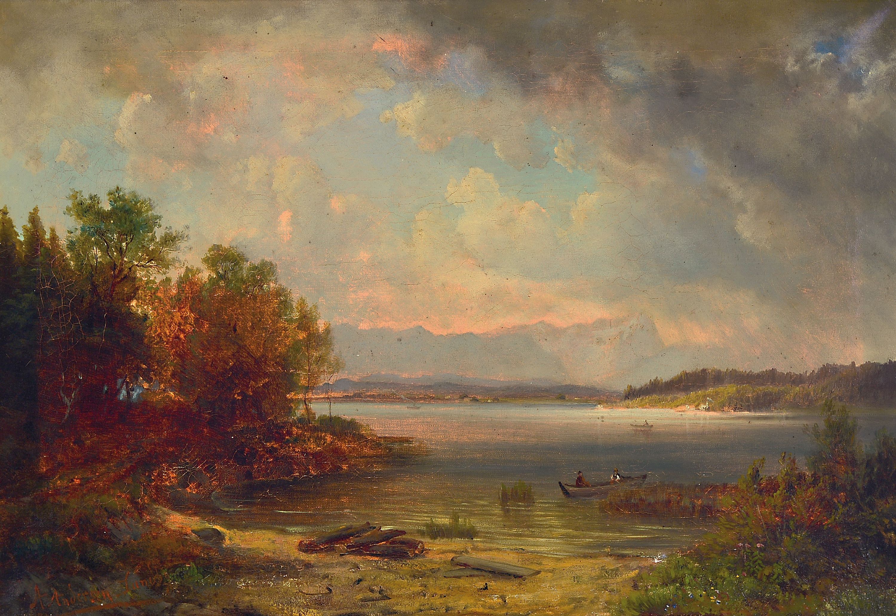 Image 26896050 - Anders Andersen-Lundby, 1840/41 Lundby-1923 München, Fischer auf einem oberbayerischen ...