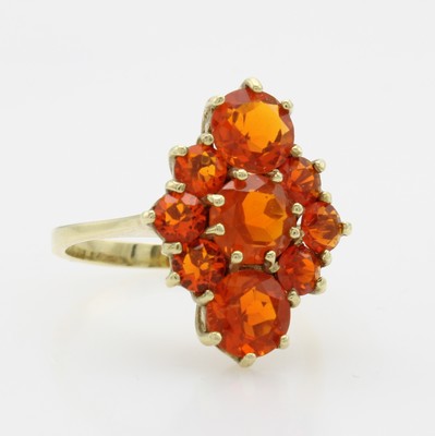 Image Ring mit Feueropalen, GG 585/000, Ringkopf in anged. Navetteform bes. m. 9 Feueropalen, ...