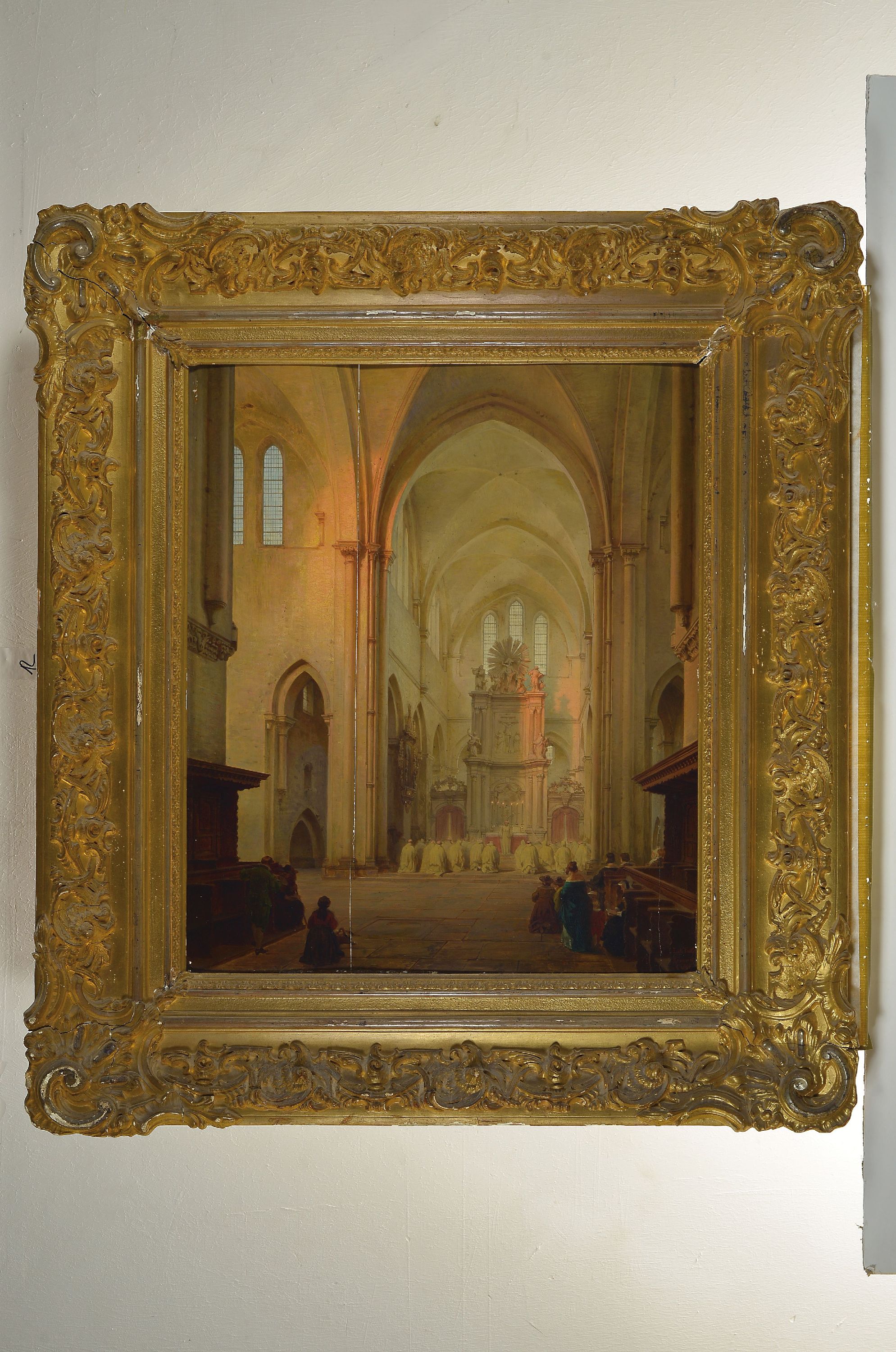 Detail k: Andreas Christian Ludwig Tacke, 1823-1899 Braunschweig, Kircheninterieur der Klosterkirche Riddagshausen in Braunschweig, Blick durch den Kreuzgang ...