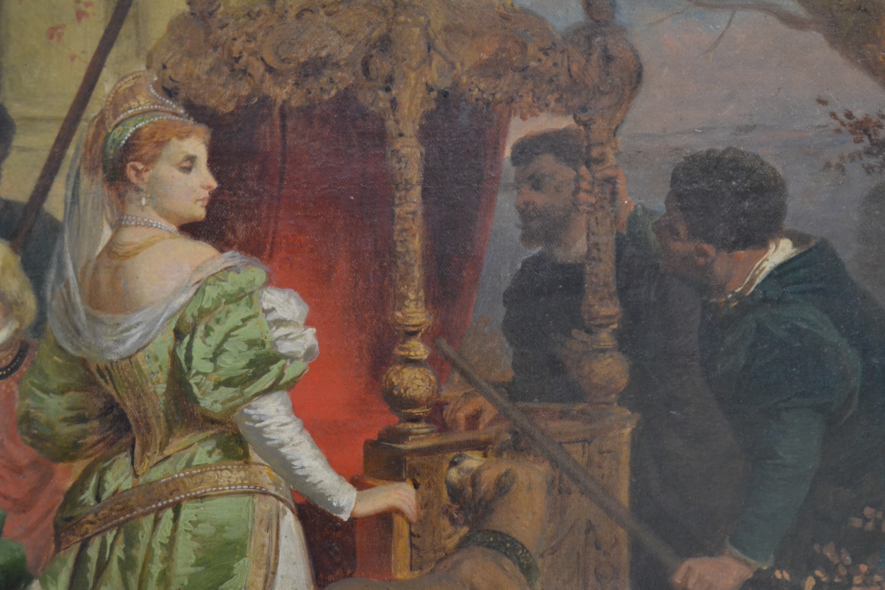 Detail c: Eugen Johann Georg Klimsch, 1839-1896 Frankfurt am Main, Hochzeitsgelage, große Figurengruppe aus Aristokraten umringen ein bzw. zwei Brautpaare im ...