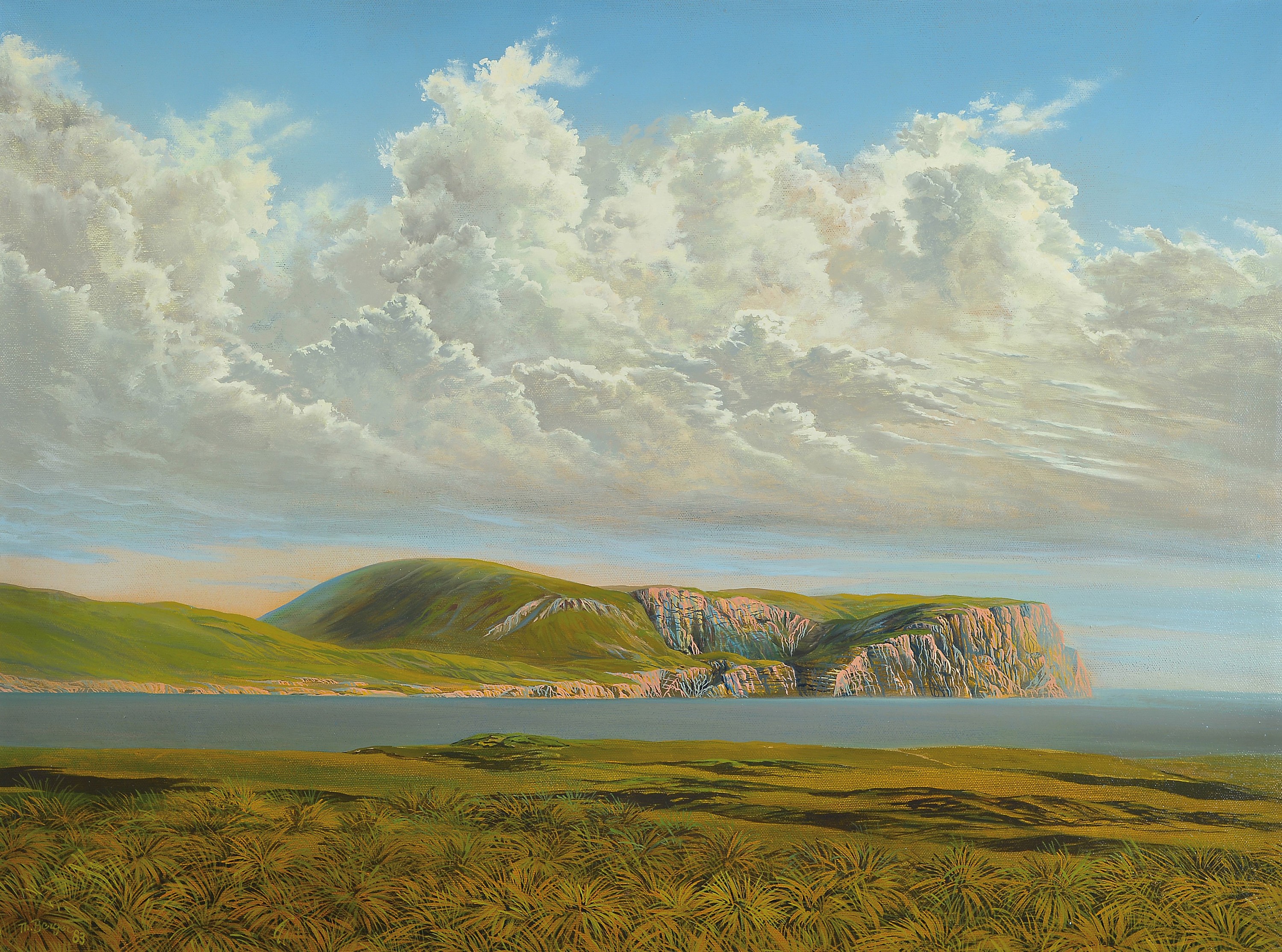 Thomas Berger, geb. 1951 Hameln, Küstenlandschaft, betitelt "Hoy, von WinarbethBeach" wohl Australien, Öl/Lwd, signiert, 63x83 cm
