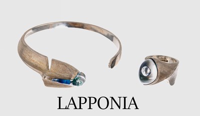 Image LAPPONIA Schmuckset, Finnland 1983, 925er Silber, best. aus: Armspange und Ring mit ...