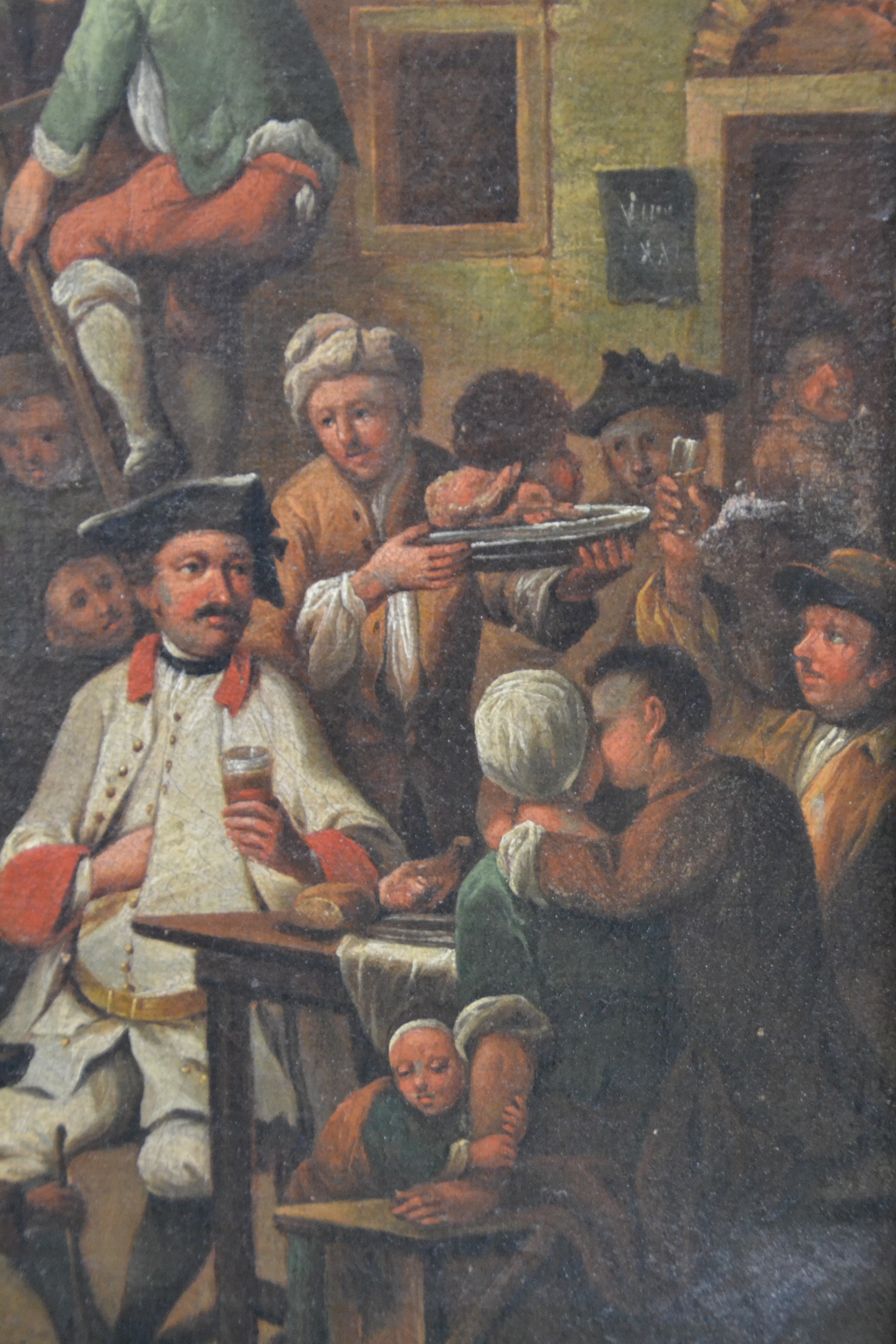 Detail c: Zuschreibung: Johann Conrad Seekatz, 1719 Grünstadt/Pfalz-1768 Darmstadt, "Dorfkirchweih", Landschaft sowie tanzende, musizierende und ...