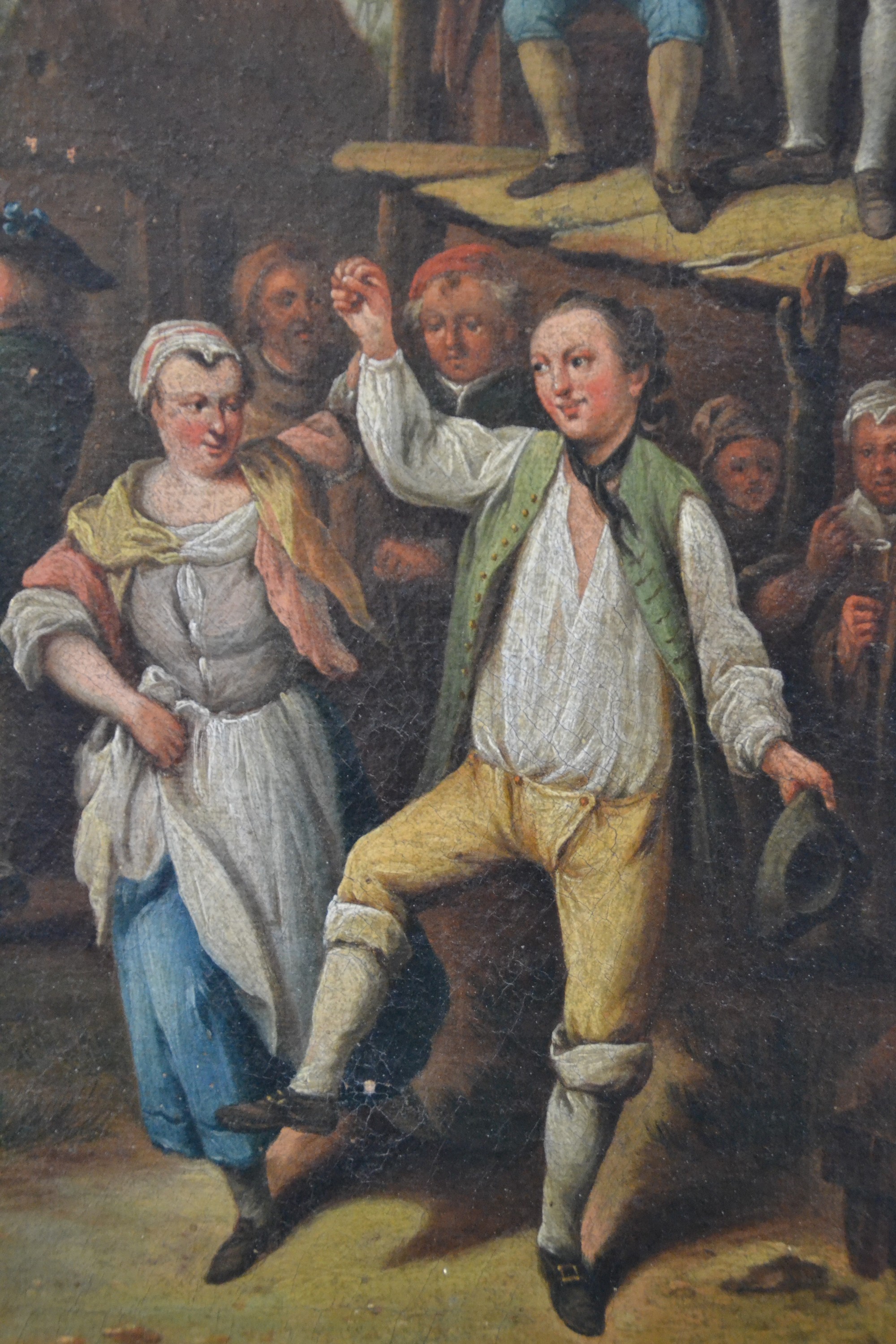 Detail d: Zuschreibung: Johann Conrad Seekatz, 1719 Grünstadt/Pfalz-1768 Darmstadt, "Dorfkirchweih", Landschaft sowie tanzende, musizierende und ...