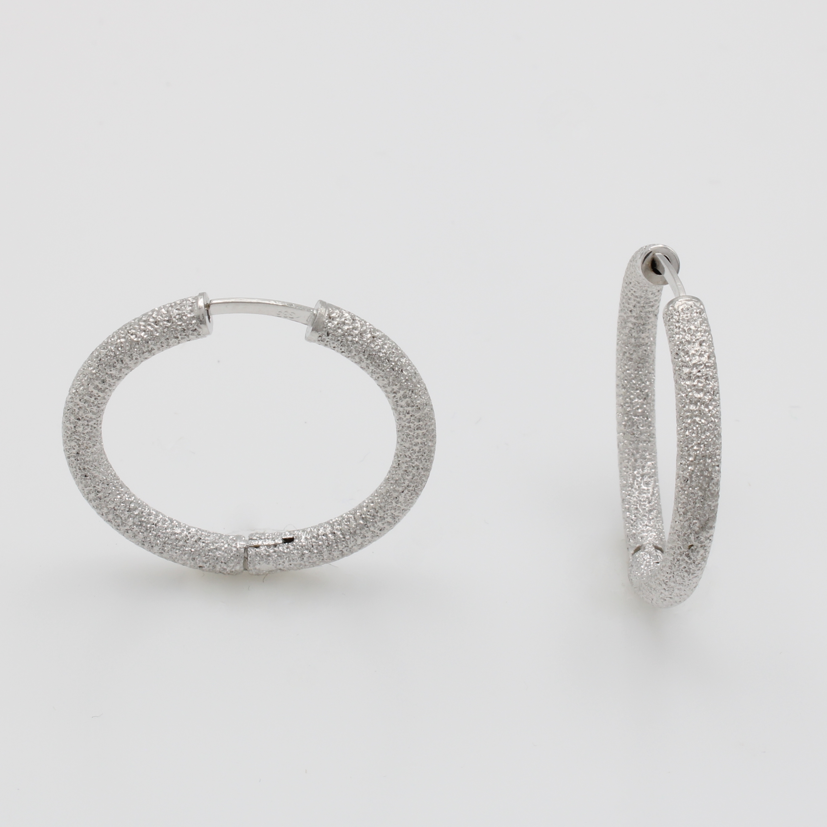 Image 26896593 - Paar Creolen, WG 585/000, z.T. satiniert, D.ca. 20 mm