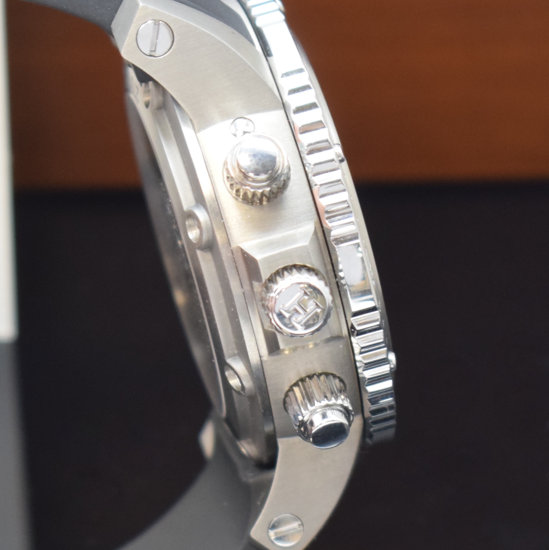Detail e: HERMES Clipper Armbandchronograph Referenz CP2.941, Automatik, beids. vergl., Titan/Edelstahl komb. inkl. orig. Kautschukband m. orig. ...