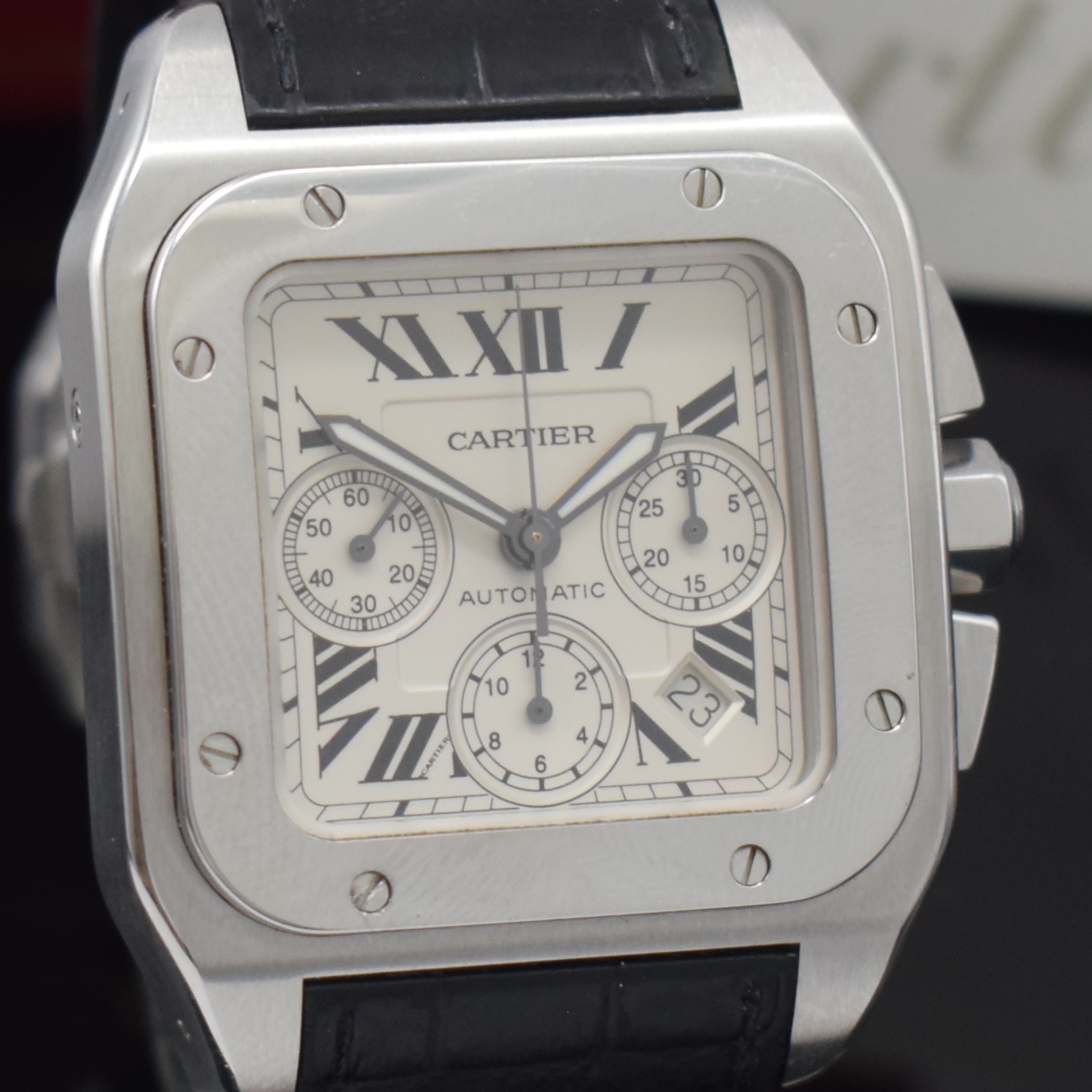 Detail a: CARTIER Armbandchronograph Santos 100 XL große Herrenarmbanduhr mit Chronograph Referenz 2740/20090X8, Automatik, massives Edelstahlgehäuse inkl. ...