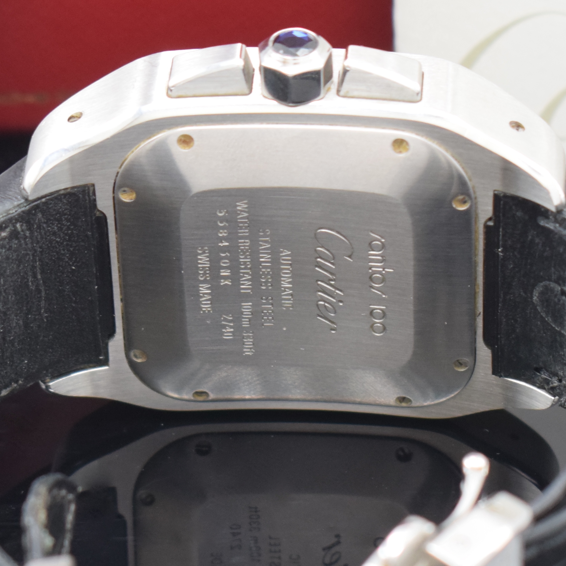 Detail c: CARTIER Armbandchronograph Santos 100 XL große Herrenarmbanduhr mit Chronograph Referenz 2740/20090X8, Automatik, massives Edelstahlgehäuse inkl. ...