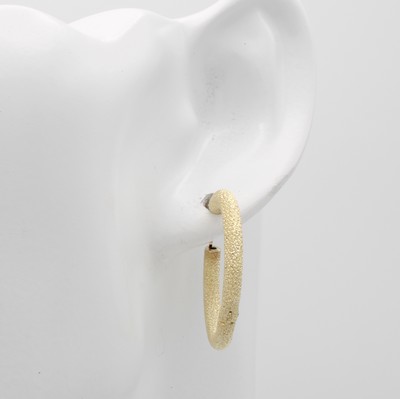 26896615a - Paar Creolen, GG 585/000, z.T. satiniert, D.ca. 20 mm