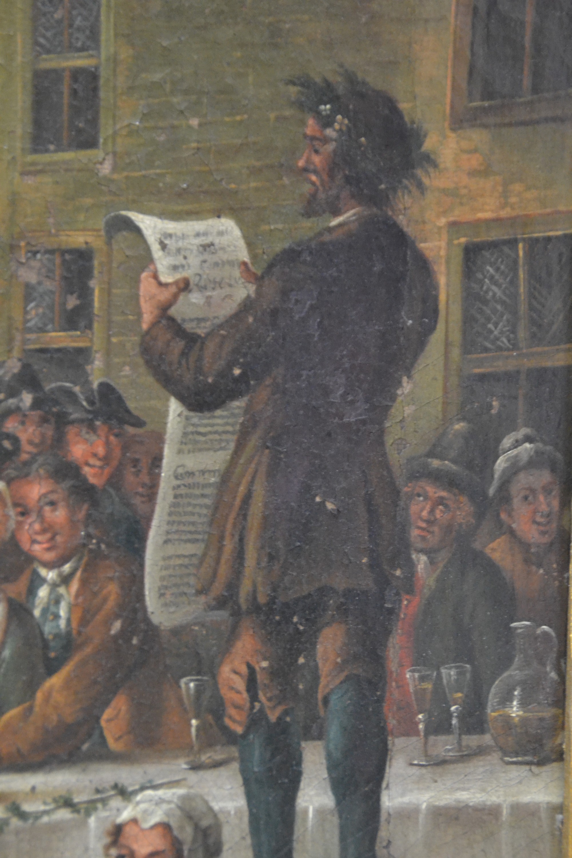 Detail e: Zuschreibung: Johann Conrad Seekatz, 1719 Grünstadt/Pfalz-1768 Darmstadt, Dorfkirchweih bzw. Jahrmarktszene, Landschaft mit Redner, tanzenden, ...