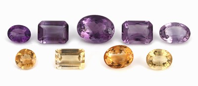 Image 26896870 - Lot 9 lose facett. Citrine und Amethyste, zus.77.31 ct, 5 Amethyste und 4 Citrinen, in ...