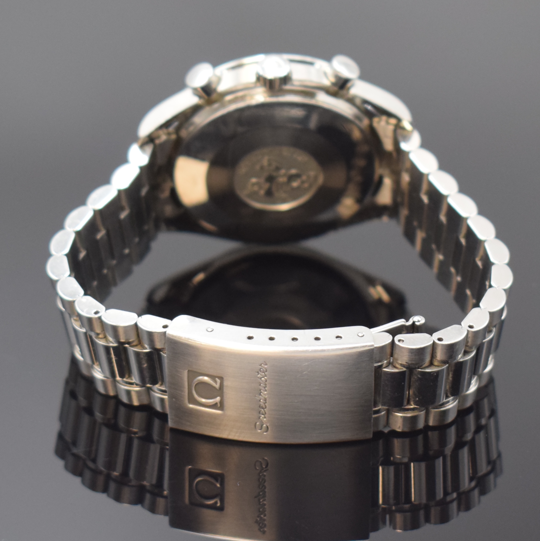 Detail b: OMEGA Armbandchronograph Speedmaster Referenz 175.0032 in Stahl, Schweiz um 1990, Automatik, Boden aufgedr., orig. Gliederband m. Faltschl., Lünette ...