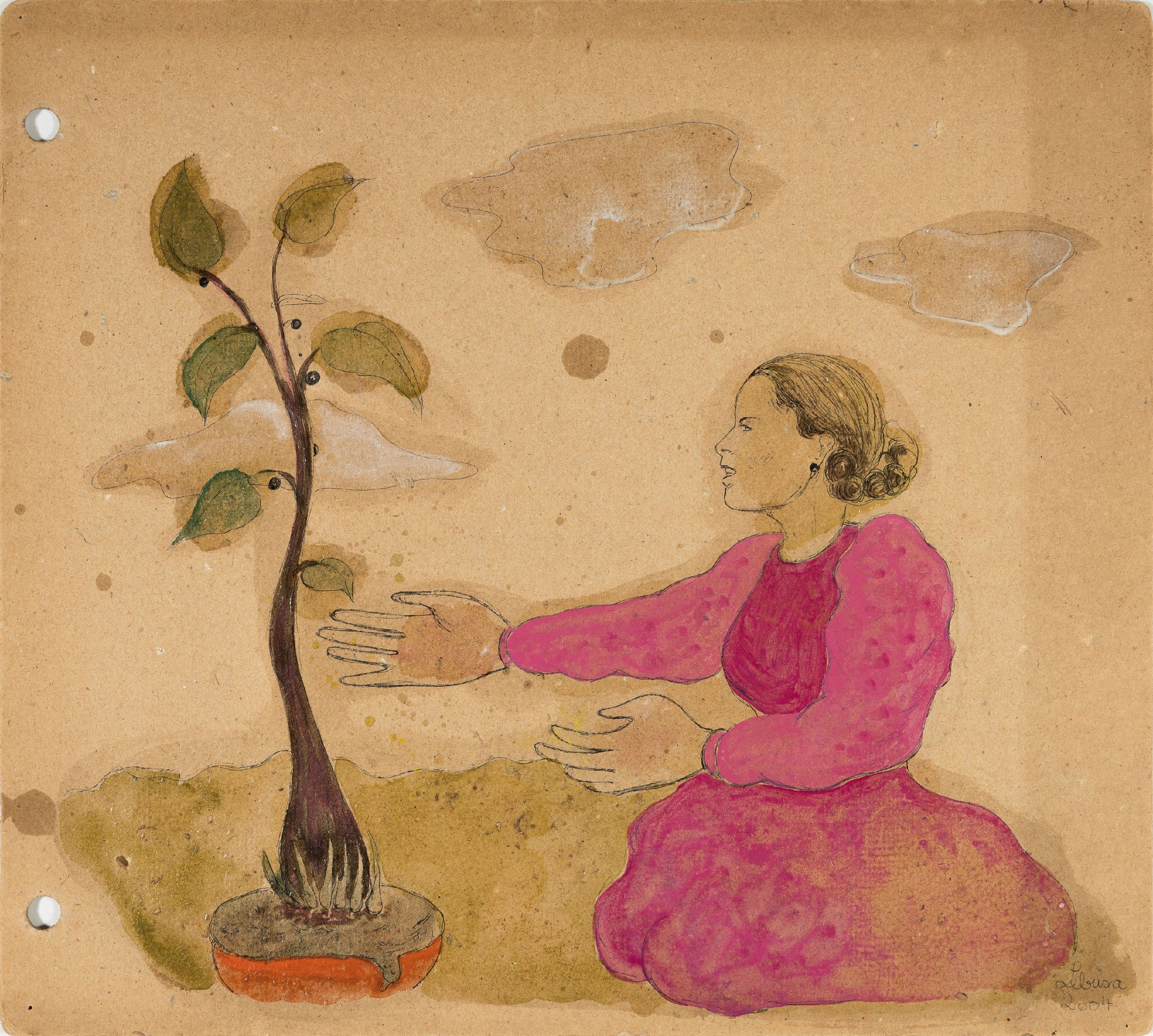 Detail k: Corinne von Lebusa, geb. 1978 Herzberg, "Camilla", 2004, Zeichnung/Mischtechnik auf Karton, signiert und datiert, 32x36 cm; ...