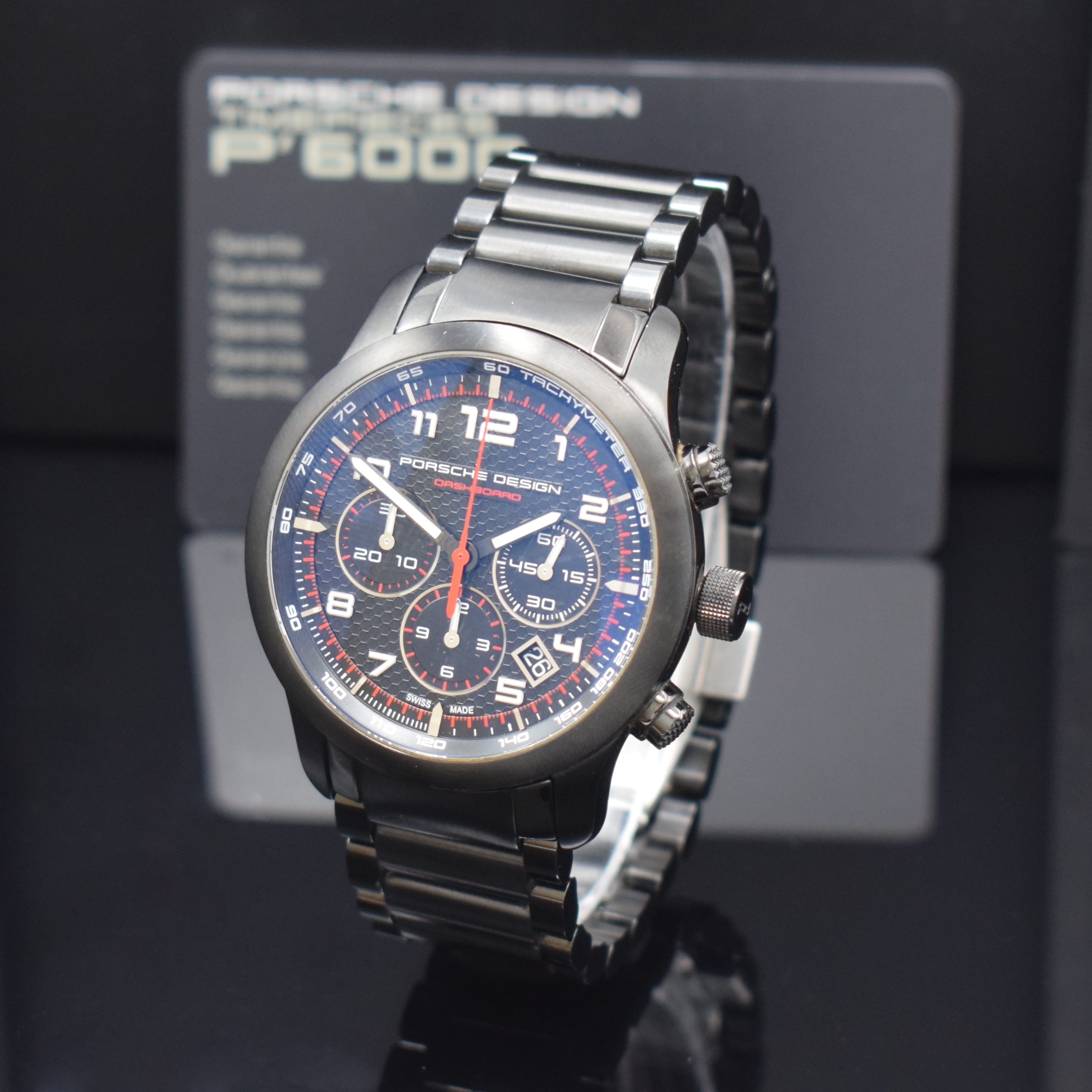PORSCHE DESIGN Dashboard Armbandchronograph Referenz 6612, Automatik, geschwärztes Titangeh. inkl. Gliederband m. dopp. Faltschl., beids. vergl., ...