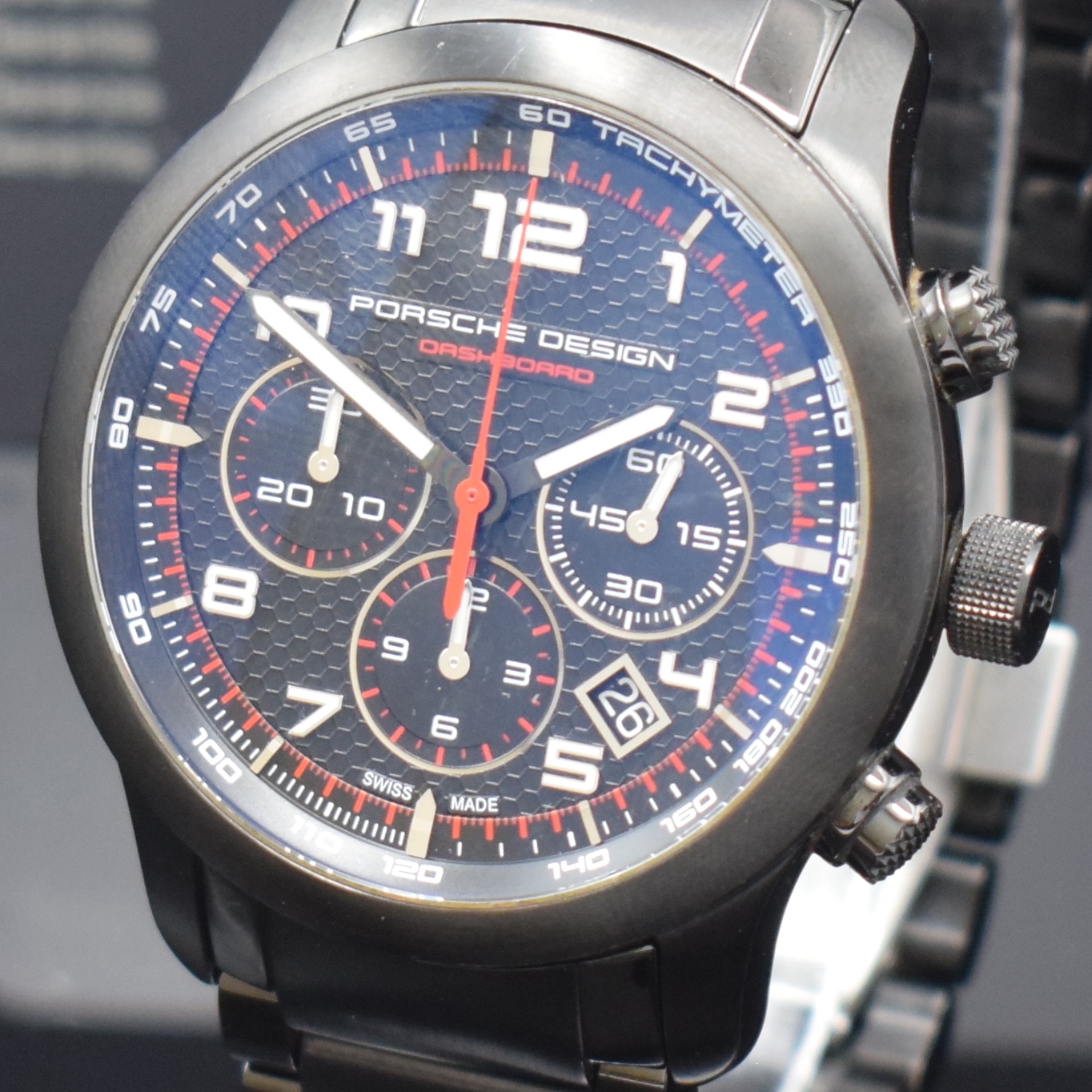 Detail a: PORSCHE DESIGN Dashboard Armbandchronograph Referenz 6612, Automatik, geschwärztes Titangeh. inkl. Gliederband m. dopp. Faltschl., beids. vergl., ...