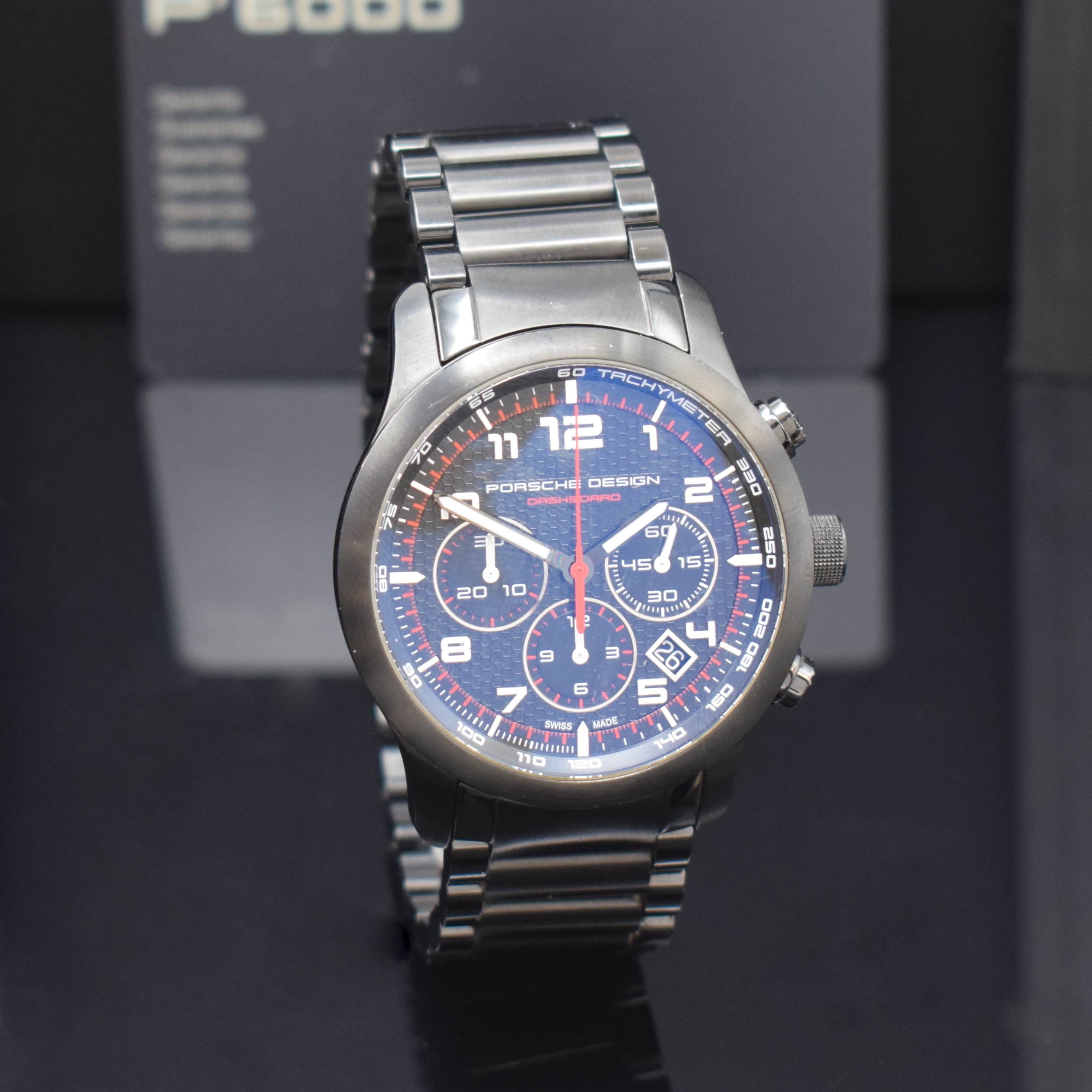 Detail b: PORSCHE DESIGN Dashboard Armbandchronograph Referenz 6612, Automatik, geschwärztes Titangeh. inkl. Gliederband m. dopp. Faltschl., beids. vergl., ...