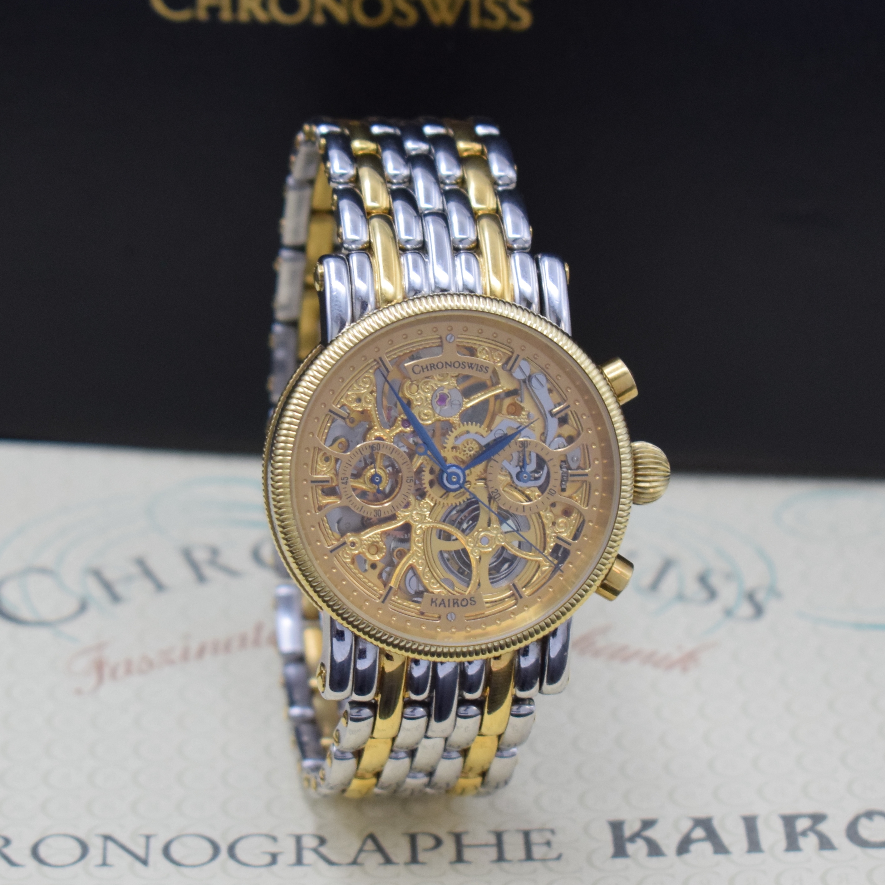 Detail b: CHRONOSWISS KAIROS auf 600 Stück limitierte Herrenarmbanduhr mit Schaltradchronograph Referenz CH 2322, Schweiz um 1992, Handaufzug, Edelstahl/Gold ...