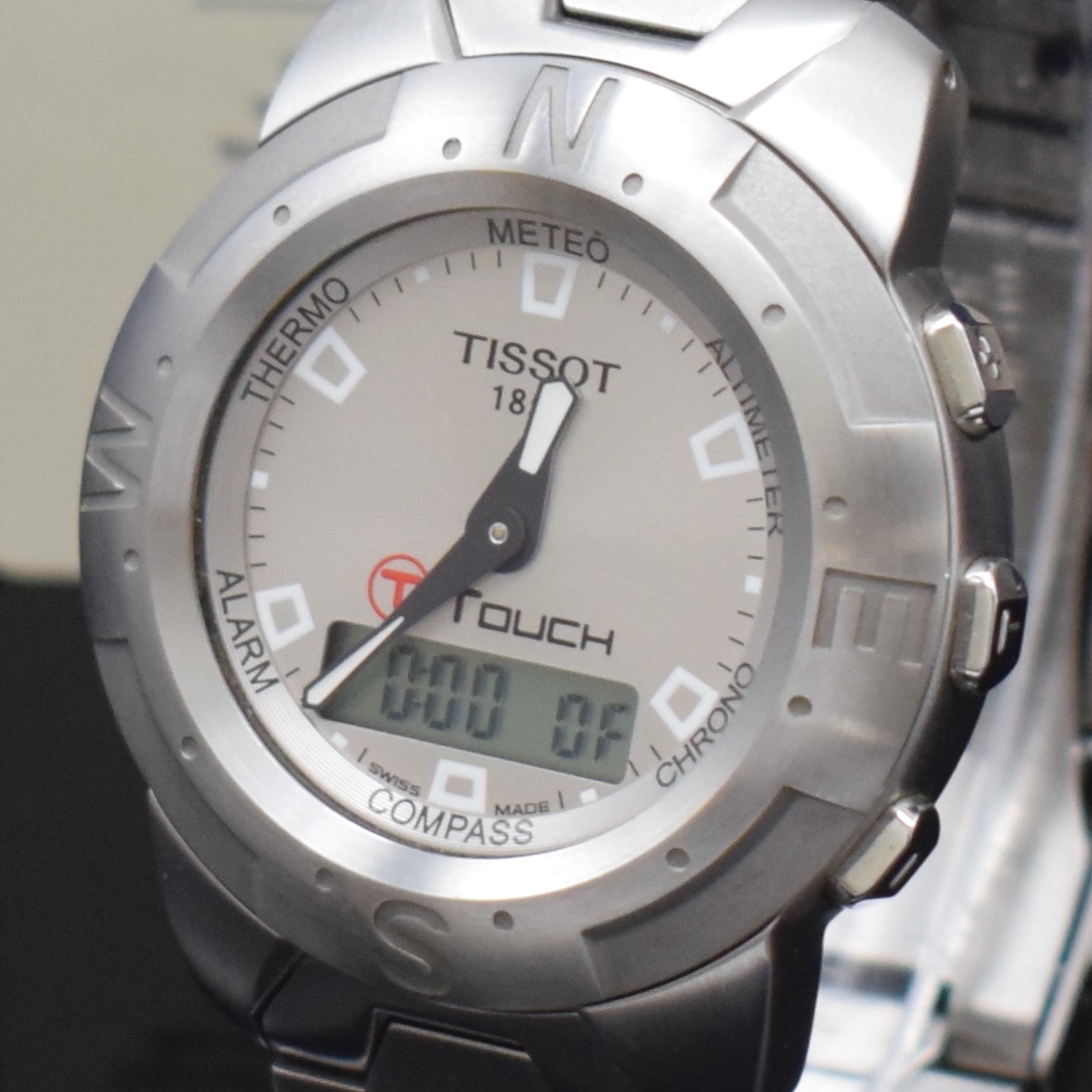 Detail a: TISSOT Multifunktionsuhr T TOUCH, Schweiz um 2000, Edelstahlgeh. inkl. Gliederband m. Faltschl., Multifunktionsanzeige über Druck auf Glas ...