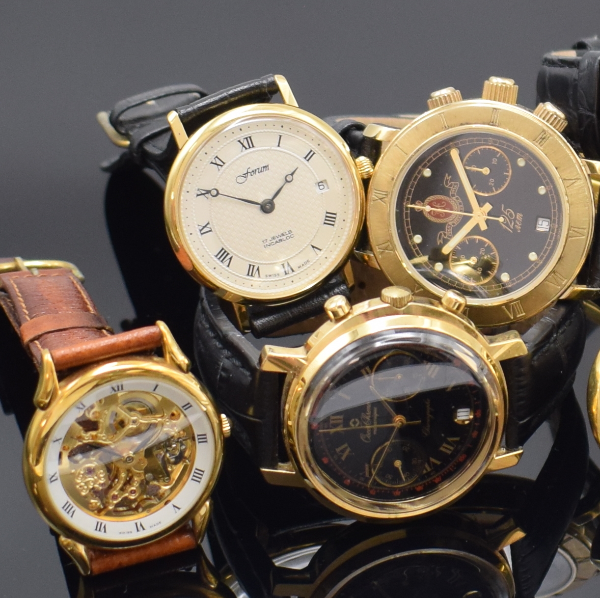 Detail a: Konvolut 8 mechanische Armbanduhren, verschiedene Fertigungszeiten, alle Handaufzug, davon 2 vergoldete, russische Chronographen, 1 x Oriosa, im ...