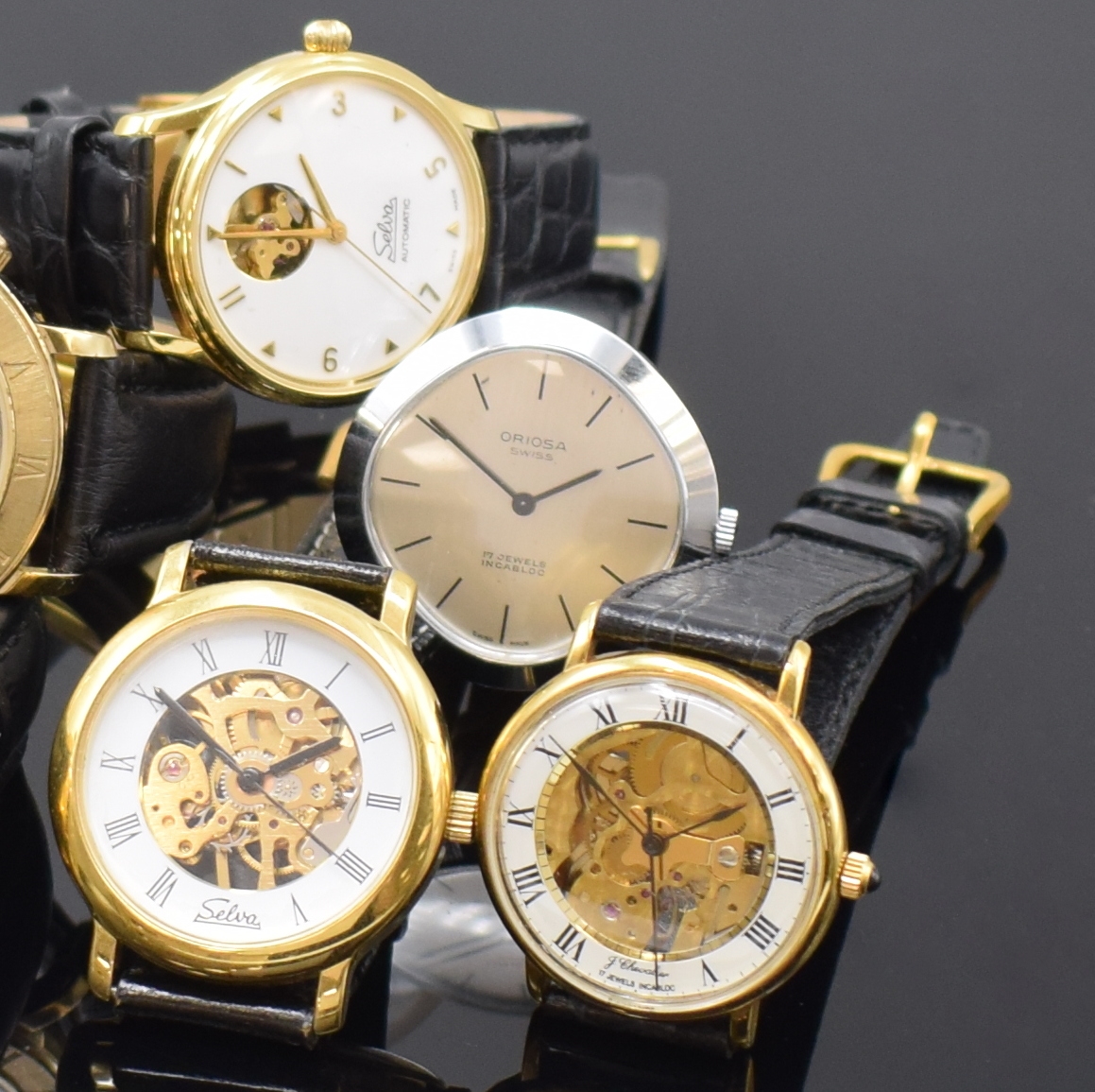 Detail b: Konvolut 8 mechanische Armbanduhren, verschiedene Fertigungszeiten, alle Handaufzug, davon 2 vergoldete, russische Chronographen, 1 x Oriosa, im ...