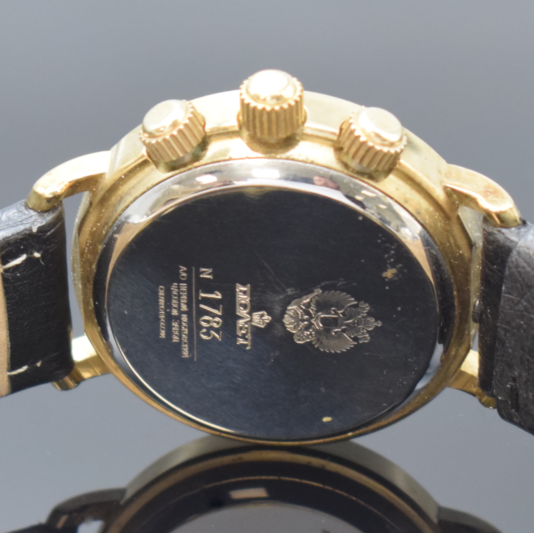 Detail f: Konvolut 8 mechanische Armbanduhren, verschiedene Fertigungszeiten, alle Handaufzug, davon 2 vergoldete, russische Chronographen, 1 x Oriosa, im ...