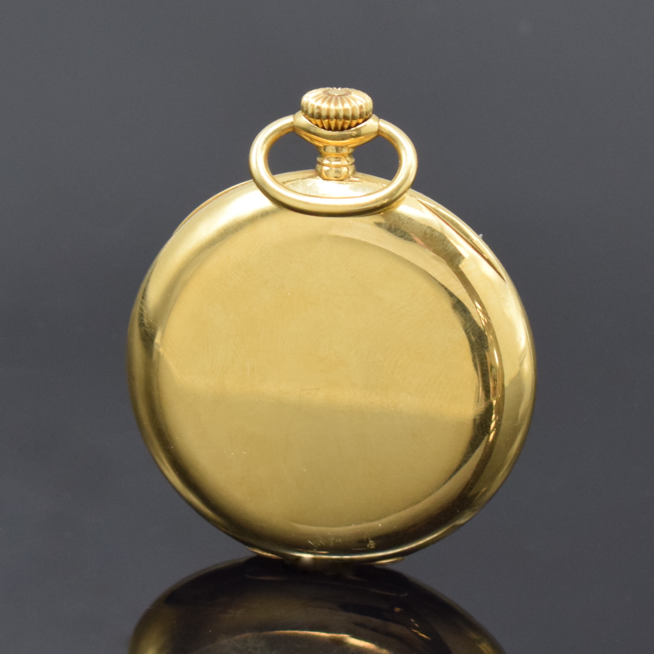 Detail b: ULYSSE NARDIN / W. TÜRLER, BERNE offene Herrentaschenuhr in GG 750/000, Schweiz um 1925, glattes Goldgeh., verg. Cuv., gold. Metallzifferbl. m. ...