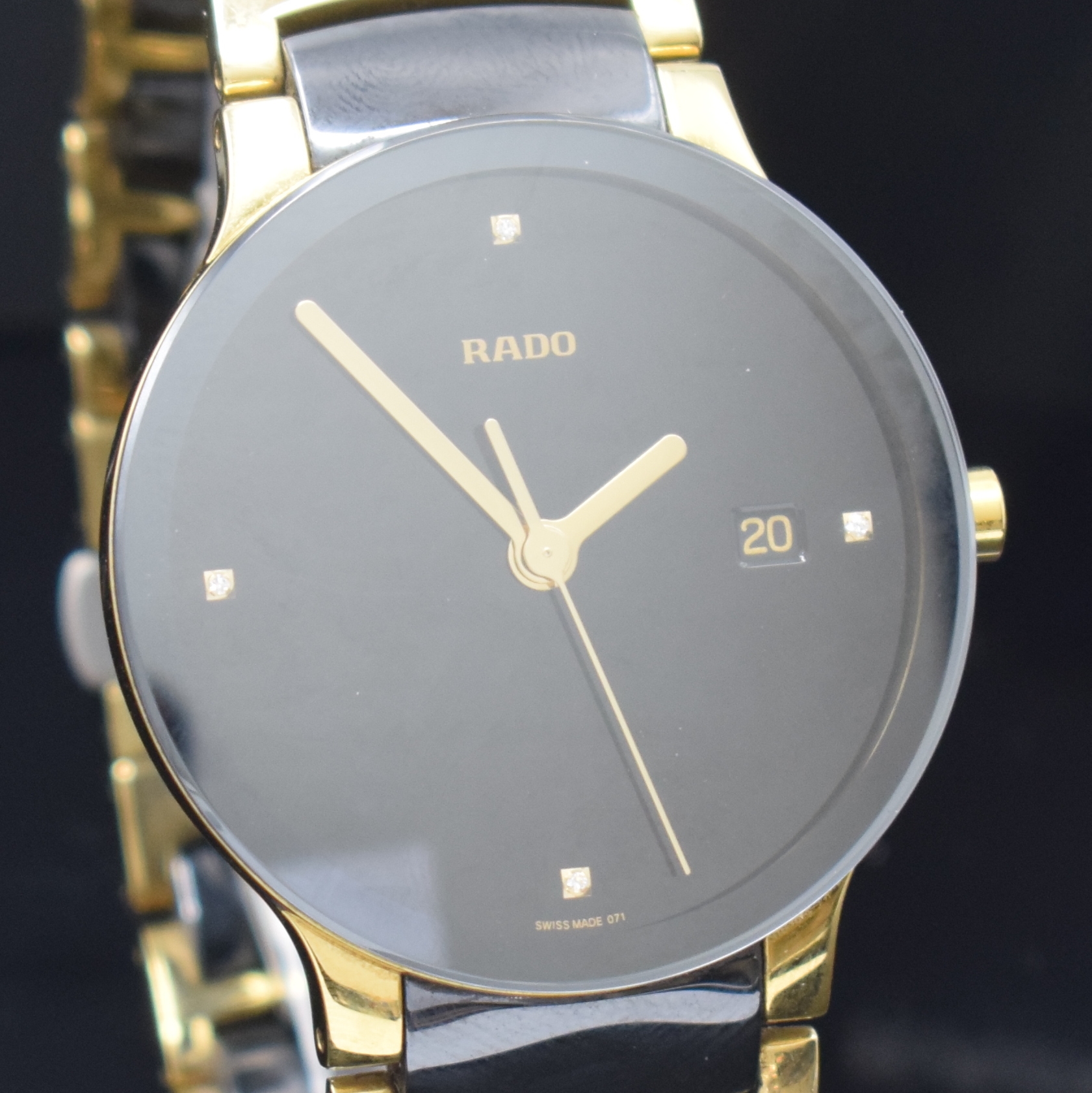 Detail c: RADO Centrix Herrenarmbanduhr Referenz 115.0929.3, Schweiz lt. Pap. verk. 02/2014, quarz, Geh. u. Band in Keramik, dopp. Faltschl., Boden aufgedr., ...