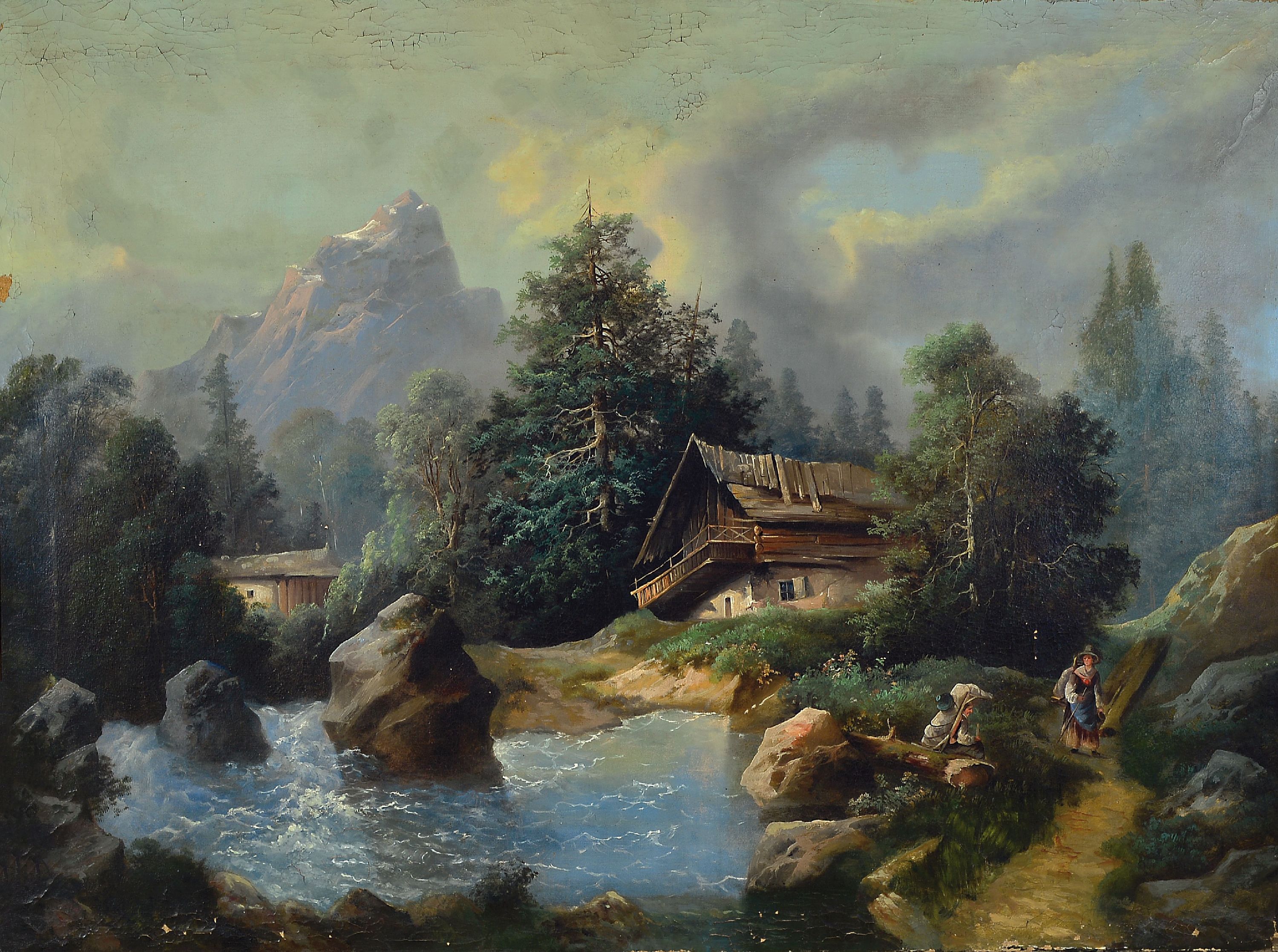 Image 26897506 - Zuschreibung: Johann Christian Ezdorf, 1801 Pößneck-1851 München, alpine Landschaft ...
