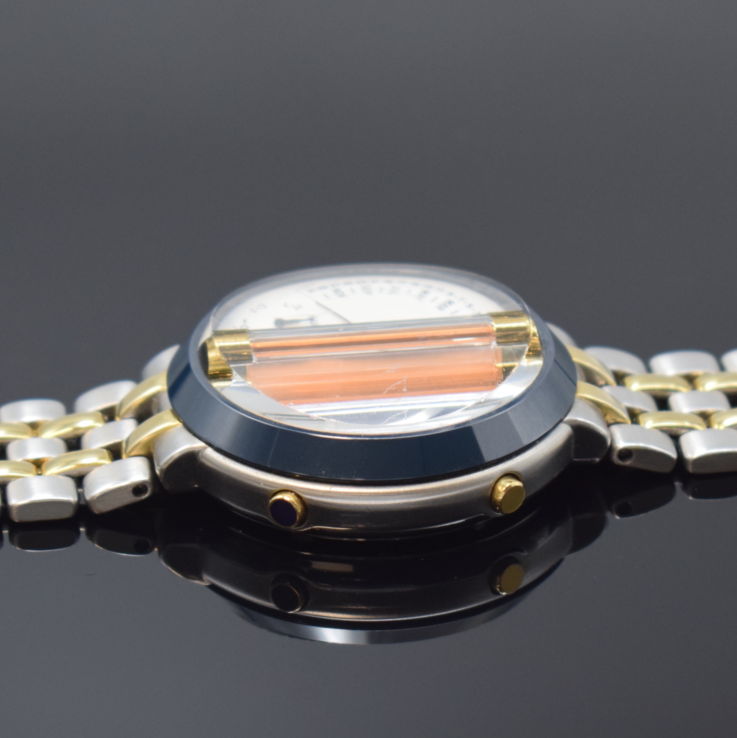 Detail c: CITIZEN frühe Funkgesteuerte Herrenarmbanduhr Referenz 7400-C70007 TA, Japan um 1990, quarz, Edelstahlgeh. m. orig. Gliederband (teils verg.), Boden ...