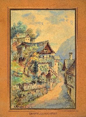 Image 26897755 - Anton Ringler, Münchener Maler, um 1900, Gruppe aus Hallstatt, so auf dem ...