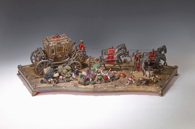 Image Prunkvolle Prachtkutsche mit Reiter, Silber geprüft, fein ziseliert und ...