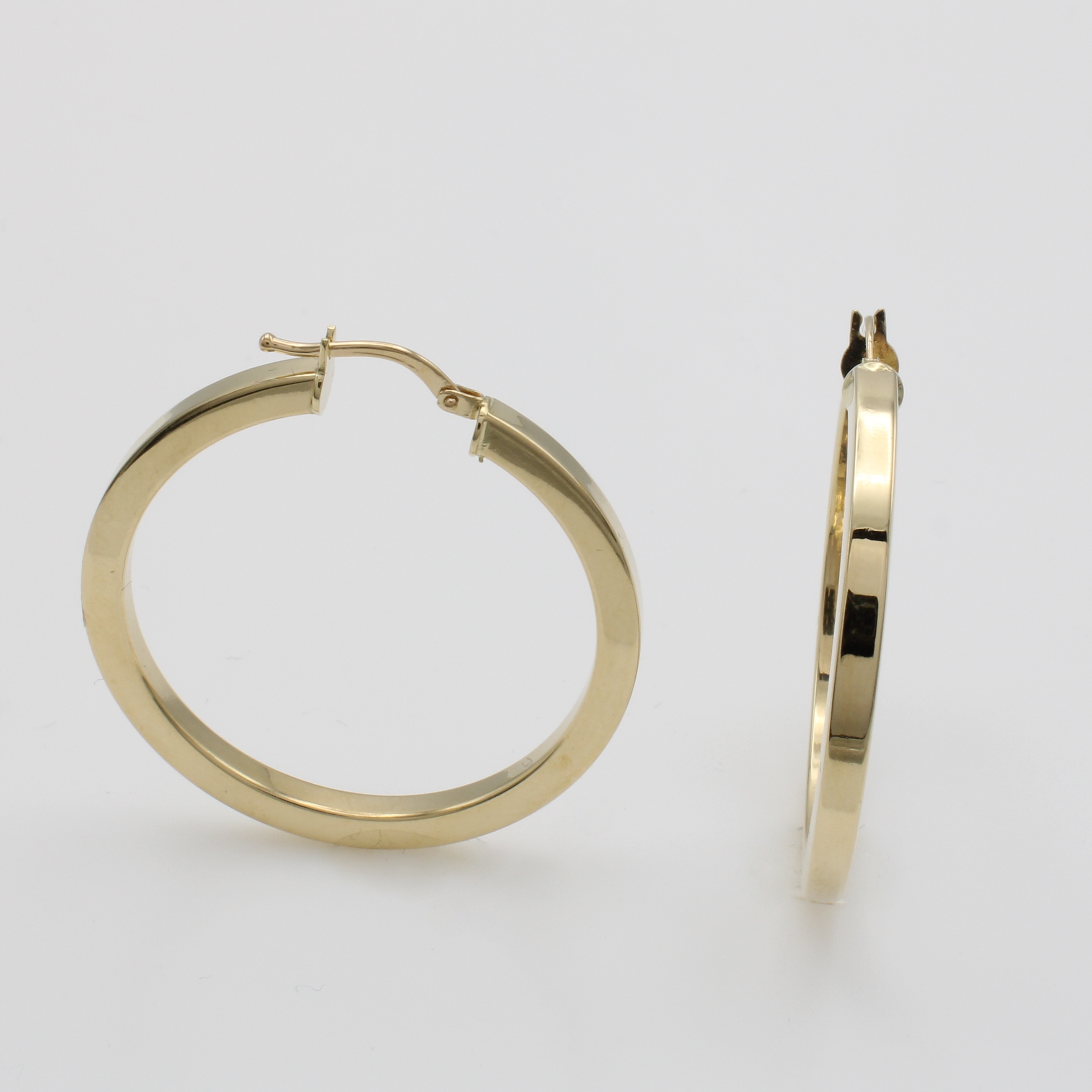 Image 26897867 - Paar Creolen, GG 585/000, eckig, poliert, D. ca. 30 mm