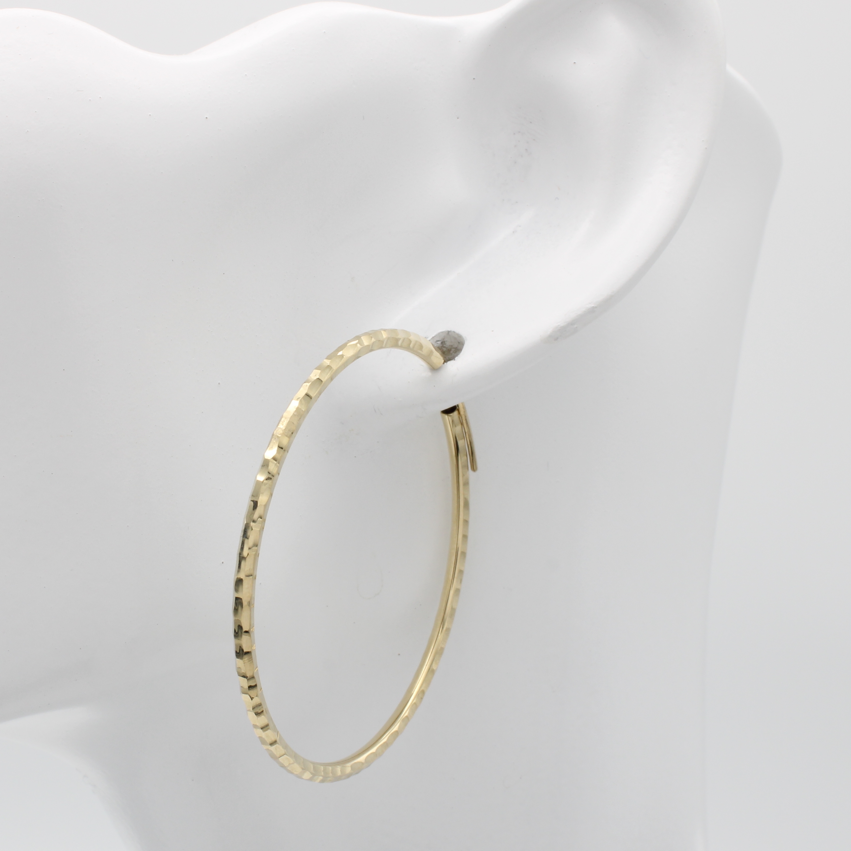 Image 26897870 - Paar Creolen, GG 585/000, glänzend, diaman- tiert, D. ca. 40 mm