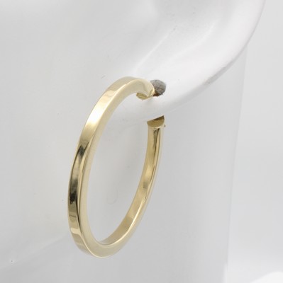 26897867a - Paar Creolen, GG 585/000, eckig, poliert, D. ca. 30 mm