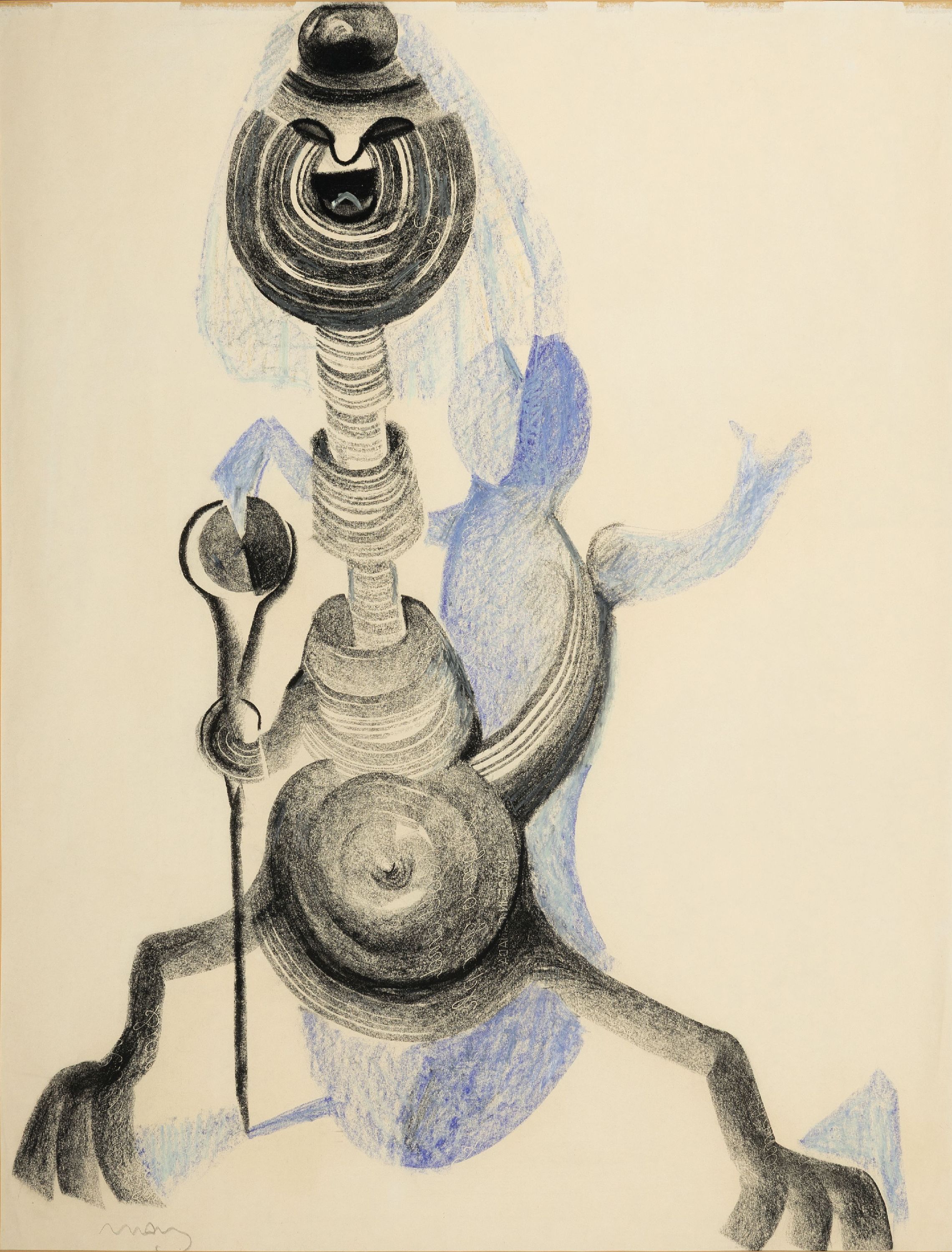 Karl May, 1901-1976, deutsch-kanadischer Expressionist, Ohne Titel, Zeichnung in Bei- und Buntstift, links unten signiert, ca. 83x64cm, PP, u.Gl., R. ...