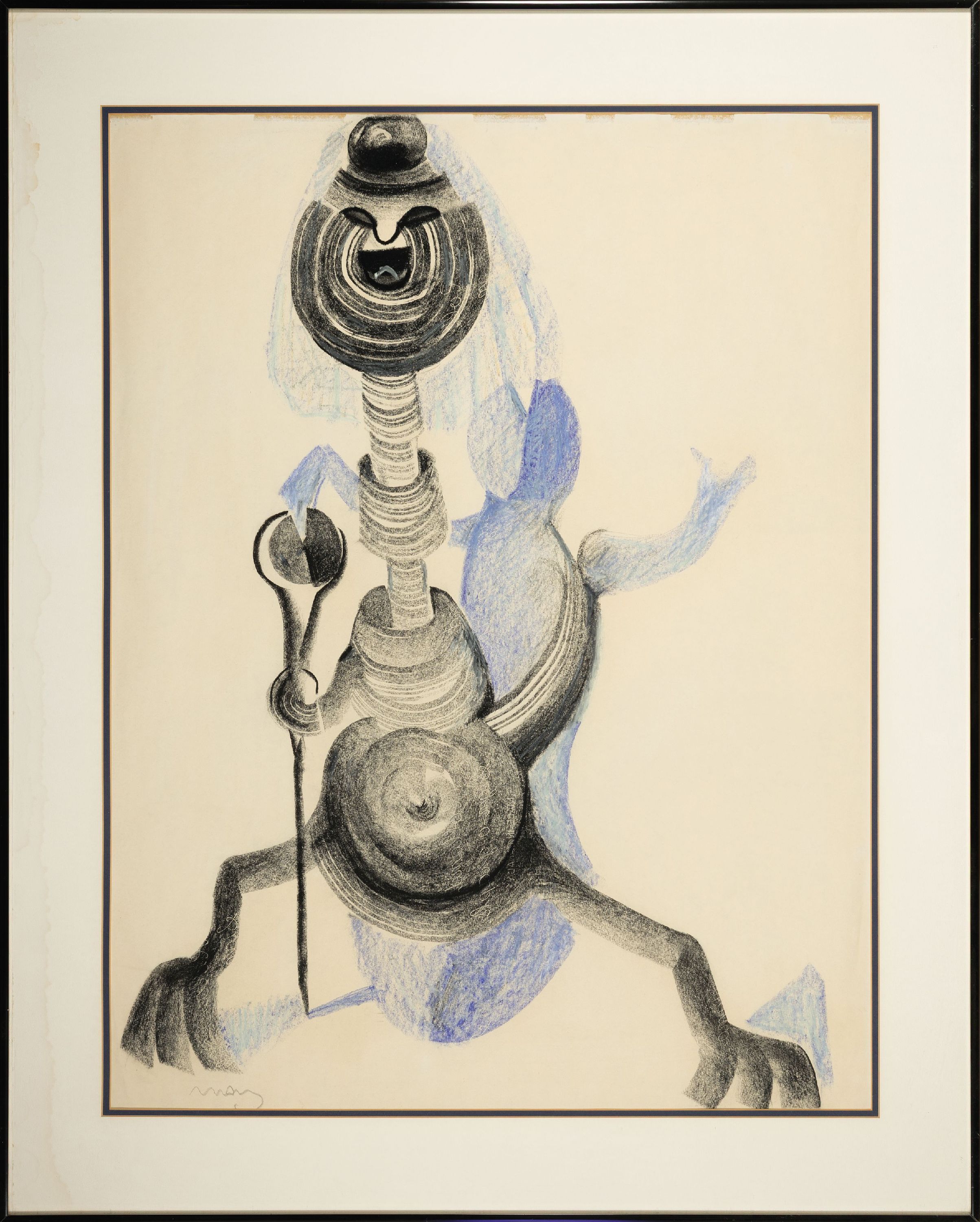 Detail k: Karl May, 1901-1976, deutsch-kanadischer Expressionist, Ohne Titel, Zeichnung in Bei- und Buntstift, links unten signiert, ca. 83x64cm, PP, u.Gl., R. ...