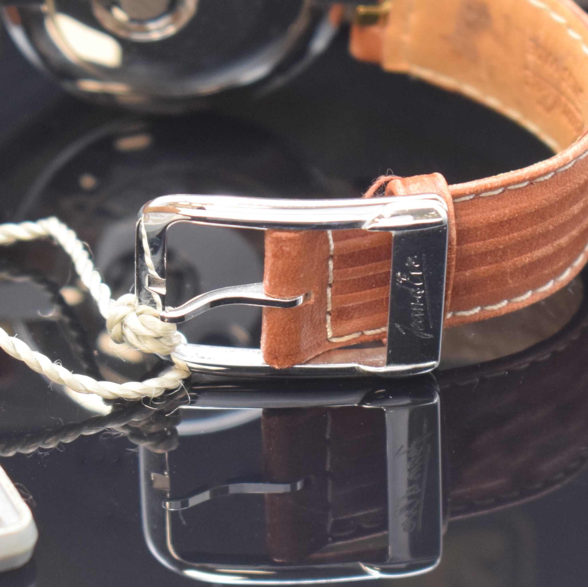 Detail b: JEAN D'EVE ausgefallene, seltene Armbanduhr Modell Samara, Schweiz um 1990, Edelstahl/Gold komb. inkl. Lederband m. orig. Schließe, ...