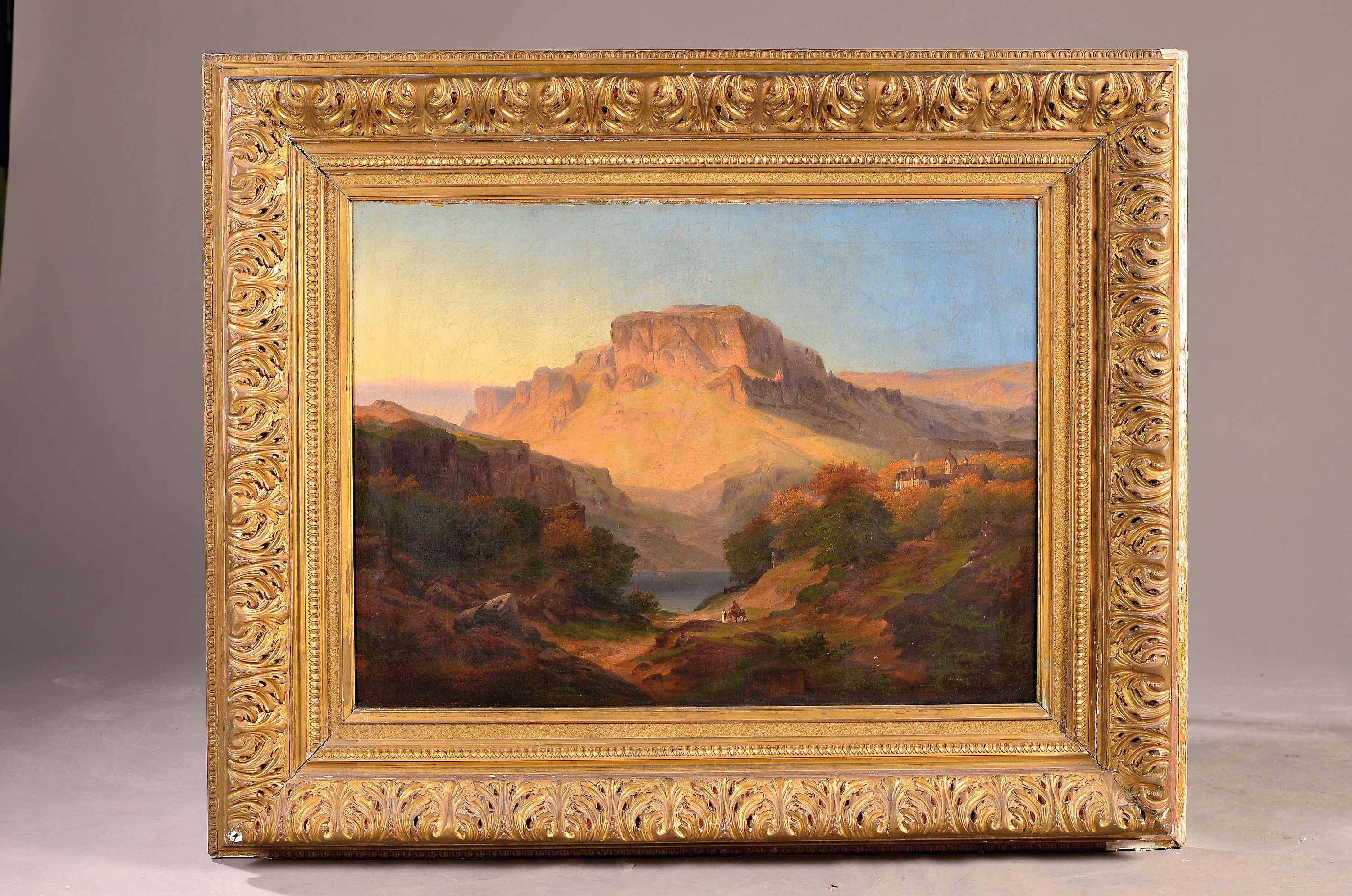 Detail k: Carl Friedrich Lessing, 1808 Breslau-1880 Karlsruhe, datiert 1859, Eifel-Landschaft, Vgl. Lessings "landscape in the Eifel mountains" ...