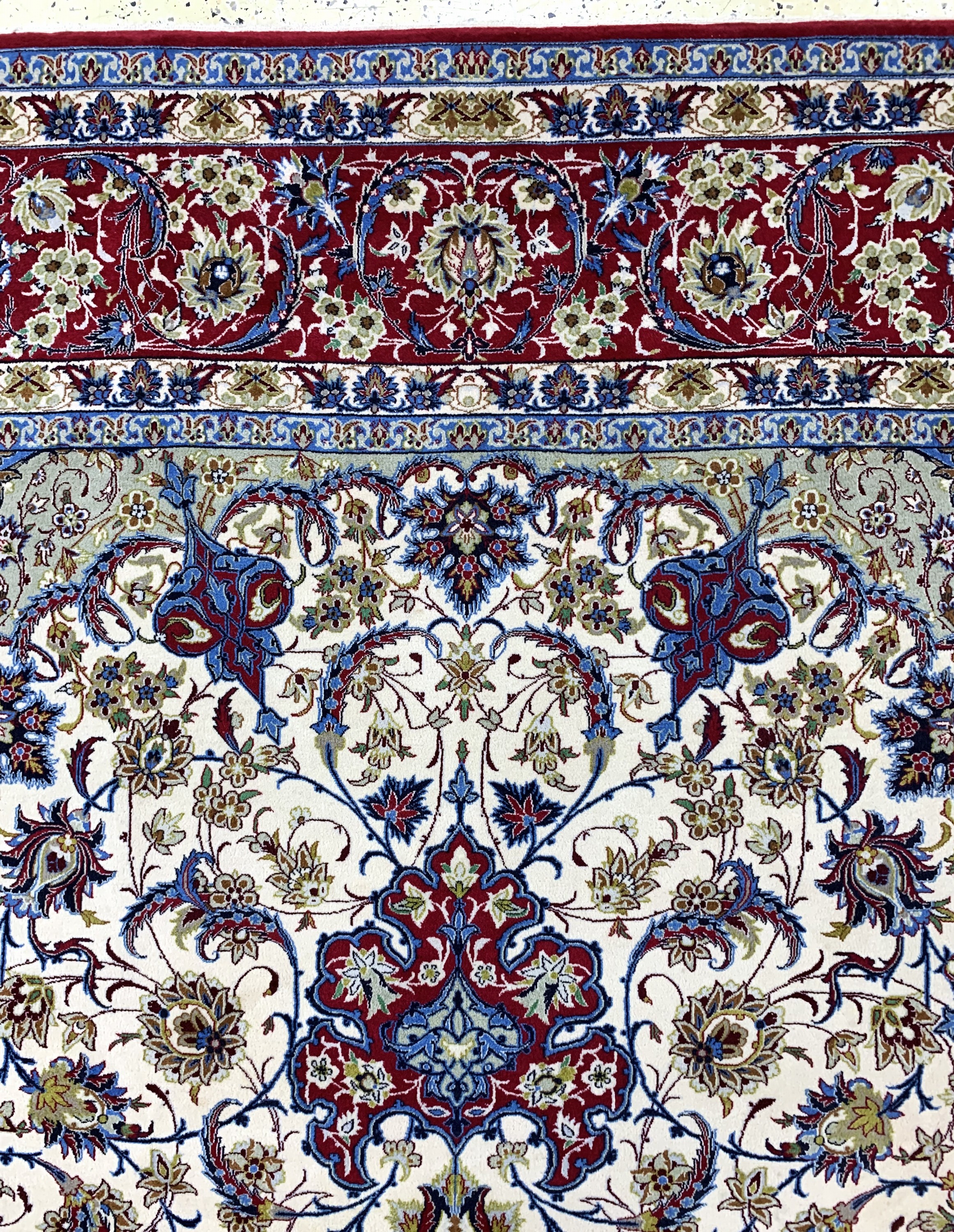 Detail f: Esfahan fein, Persien, Ende 20.Jhd, Korkwolle auf Seide, ca. 365 x 256 cm, EHZ: 2