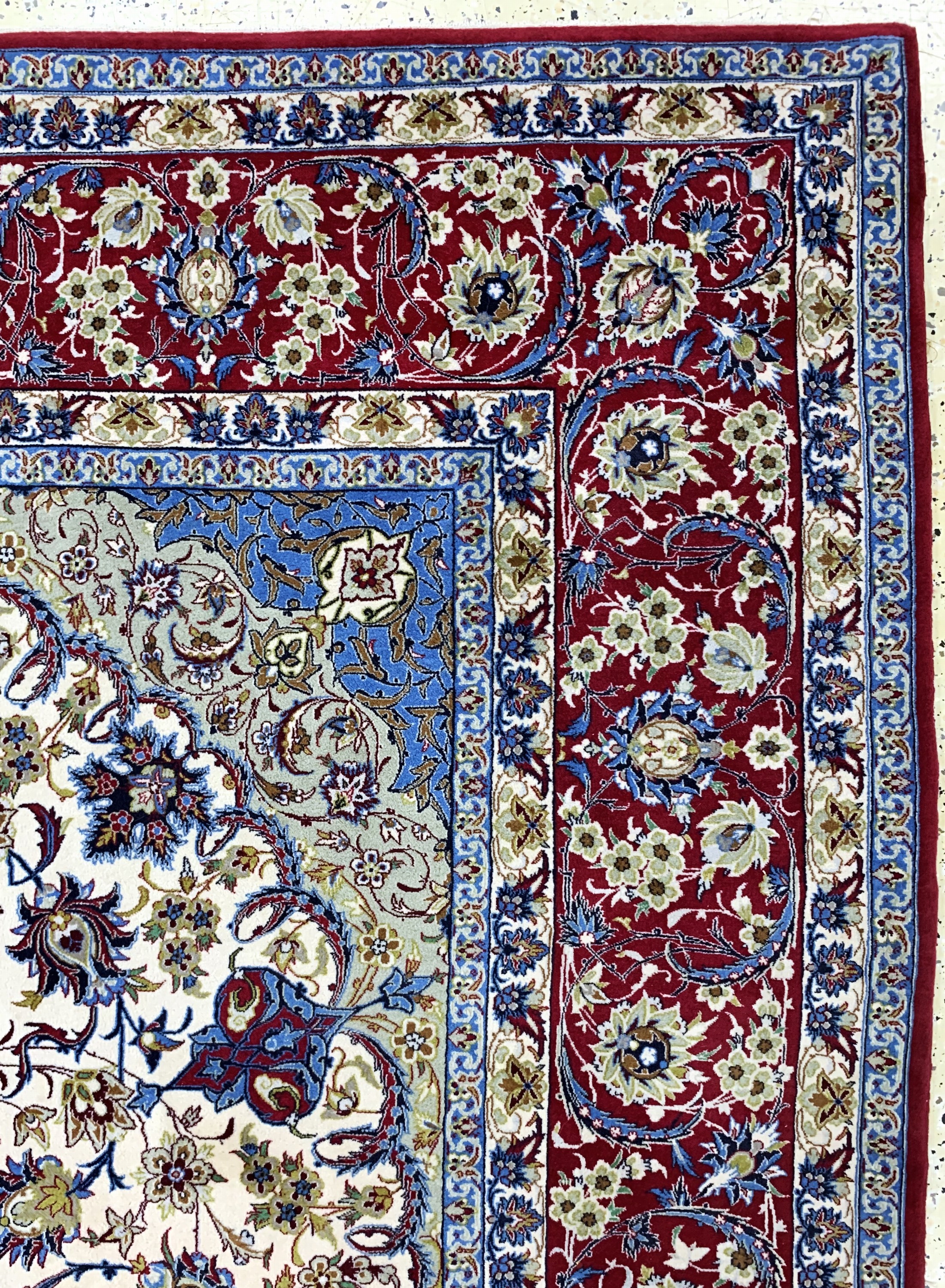 Detail g: Esfahan fein, Persien, Ende 20.Jhd, Korkwolle auf Seide, ca. 365 x 256 cm, EHZ: 2