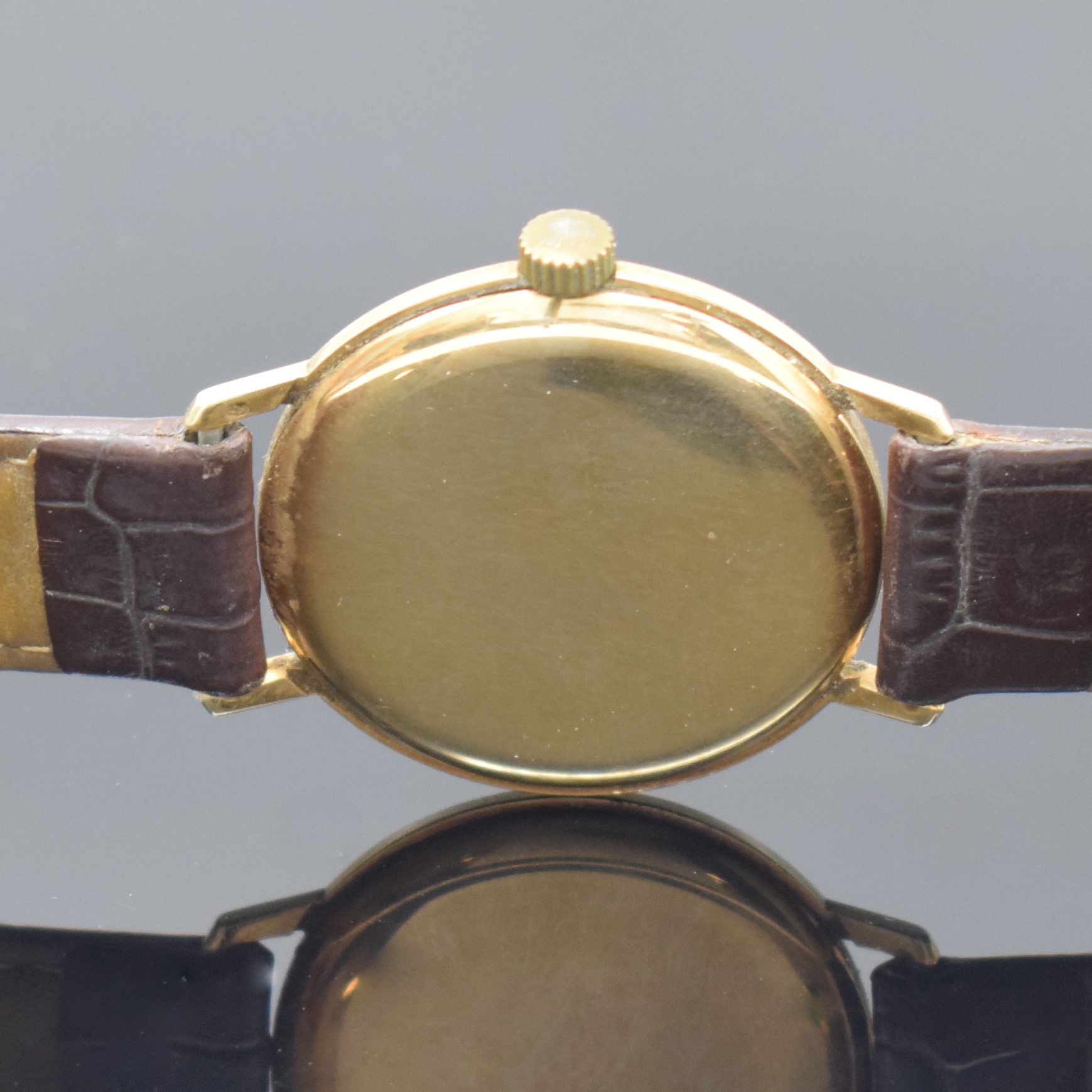 Detail g: EBEL Armbanduhr in GG 585/000, Schweiz um 1940, Boden und Glasrand aufgedr., Zifferbl. m. aufgel. Indizes altersbed. fl./pat., Rundankerw., Kal. 112, ...