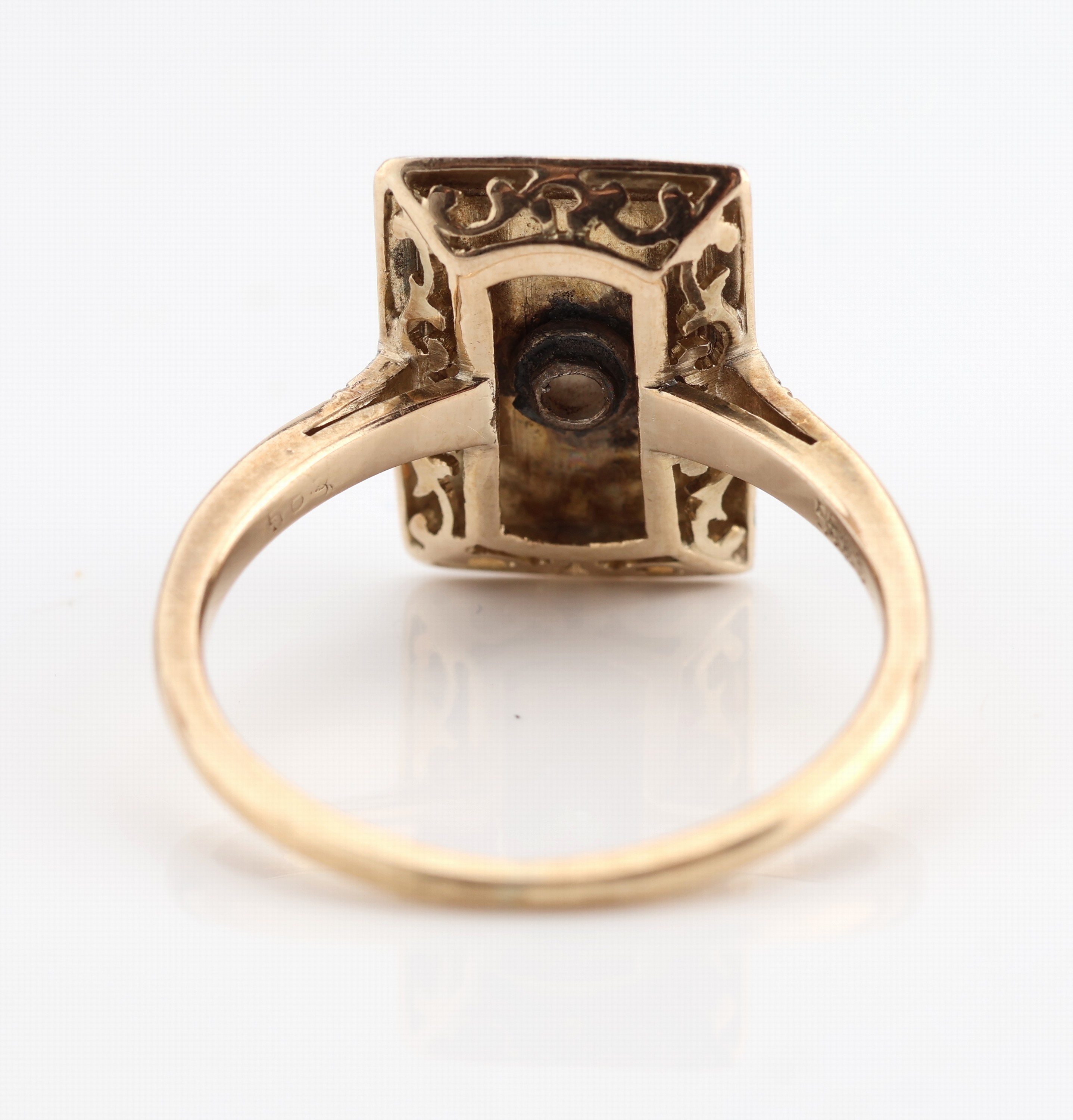 Detail b: 14 kt Gold Art-Deco-Diamant-Ring, GG/WG 585/000, 1920er Jahre, Onyxplatte, Altschliff-Diamant ca. 0.30 ct Weiß/p 1, RW 52, ca. 2.7 g