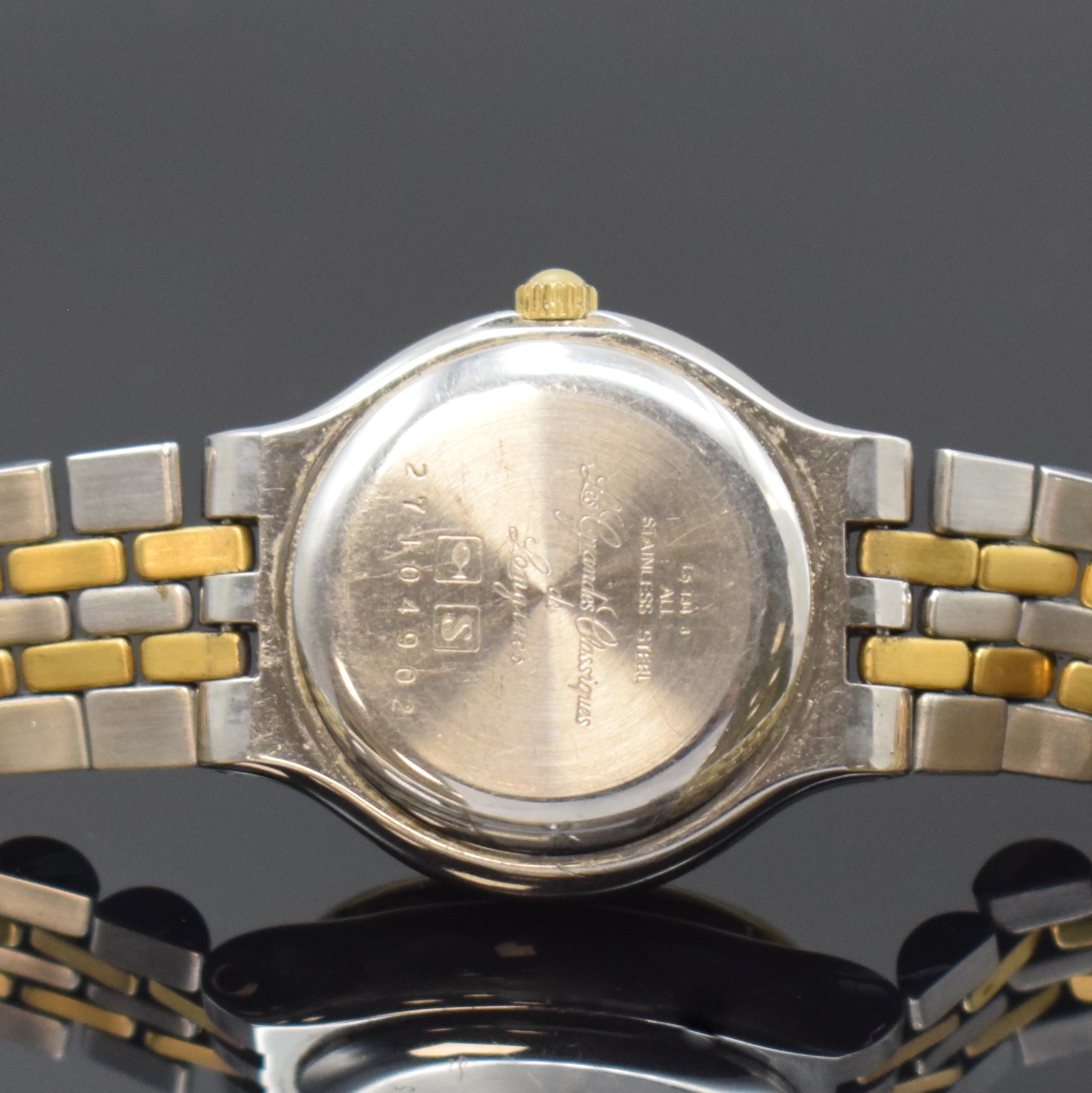 Detail d: LONGINES Les Grande Classiques de Longines Damenarmbanduhr Referenz L5.134.3, Schweiz um 2000, Automatik, Boden aufgedr., orig. Gliederband m. ...