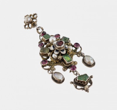 Image Farbstein-Anhänger, Österreich/Ungarn um 1880, Silber gepr., weiß ...