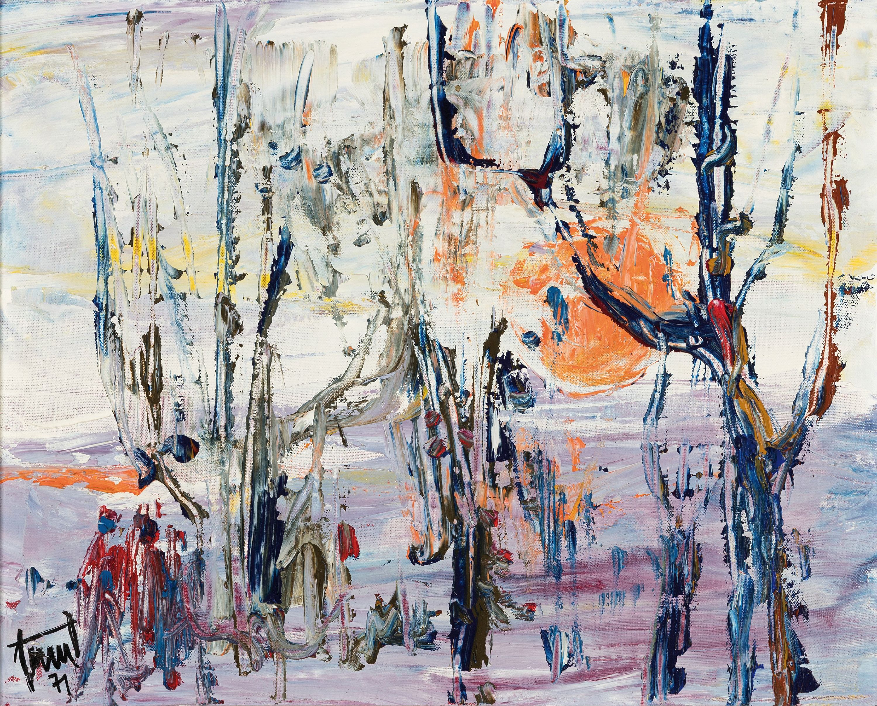 Georg Günter Zeuner, 1923 Dresden-2011 Speyer, Im Winter, rückseitig so betitelt, Öl/Lwd, links unten sign. und dat. 71, ca. 40x50cm, R. ca. ...